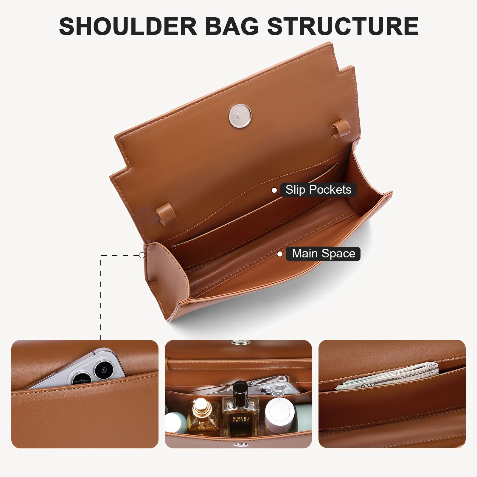 Kweli Belted Elegance Leather Shoulder Bag - Image 13