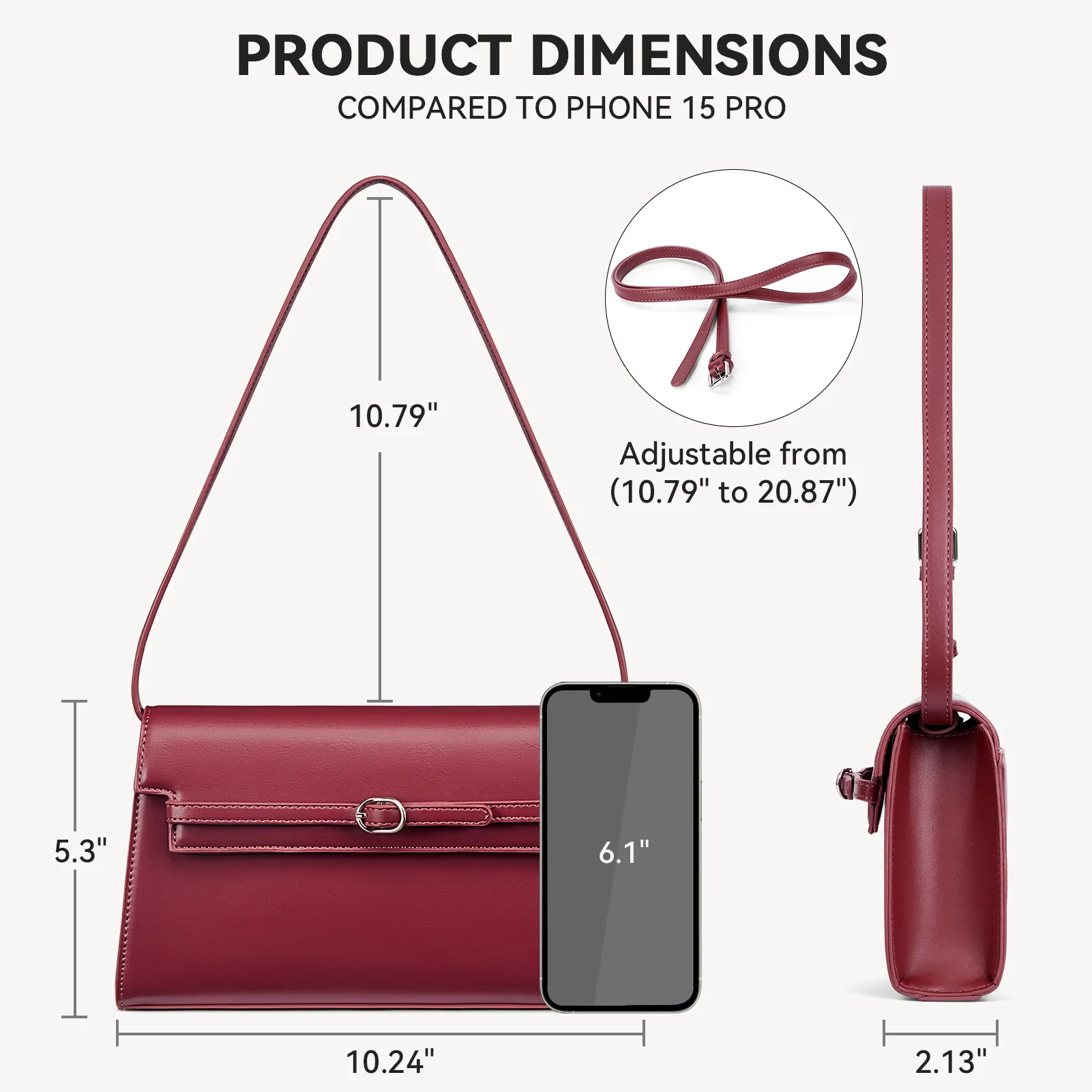 Kweli Belted Elegance Leather Shoulder Bag - Image 4