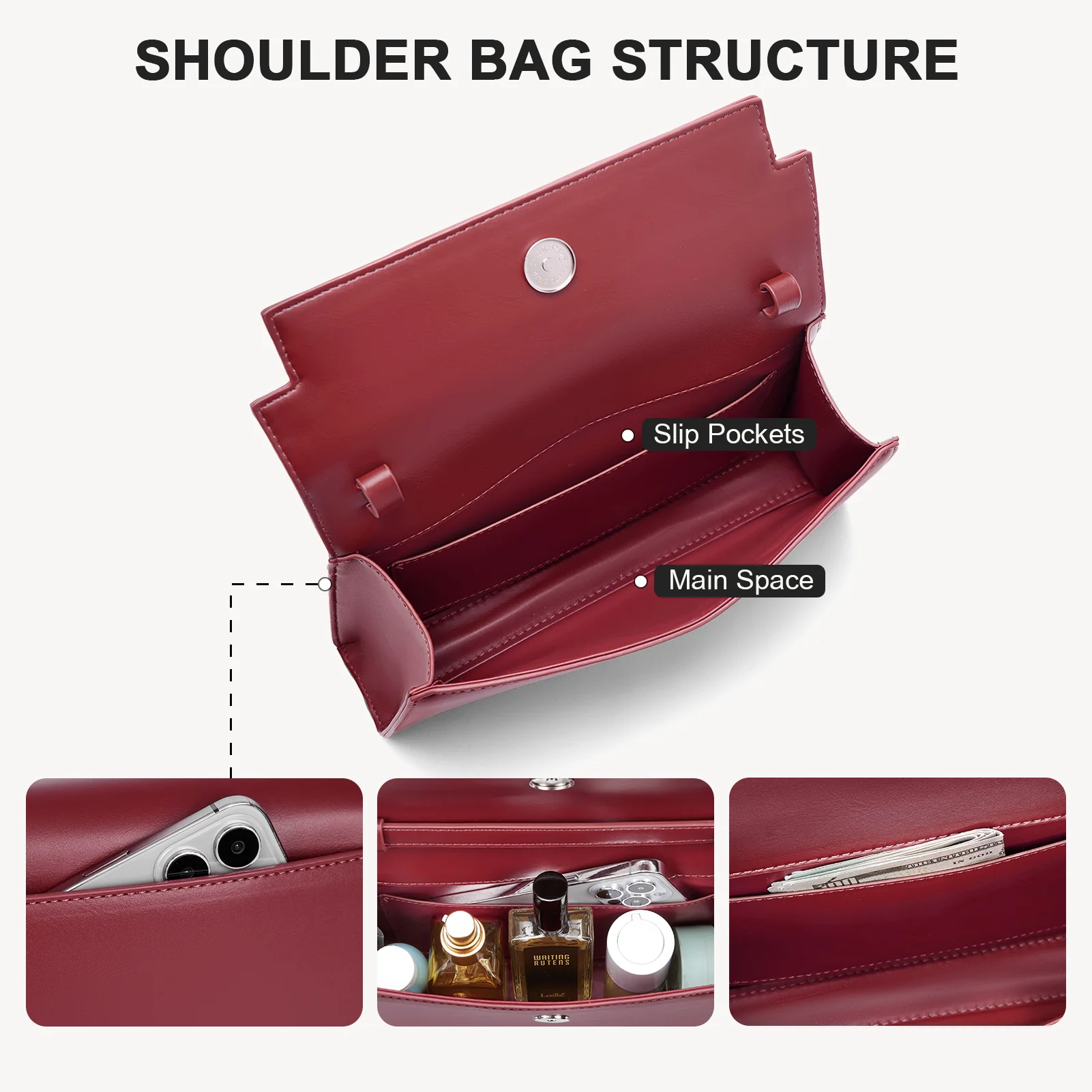 Kweli Belted Elegance Leather Shoulder Bag - Image 5