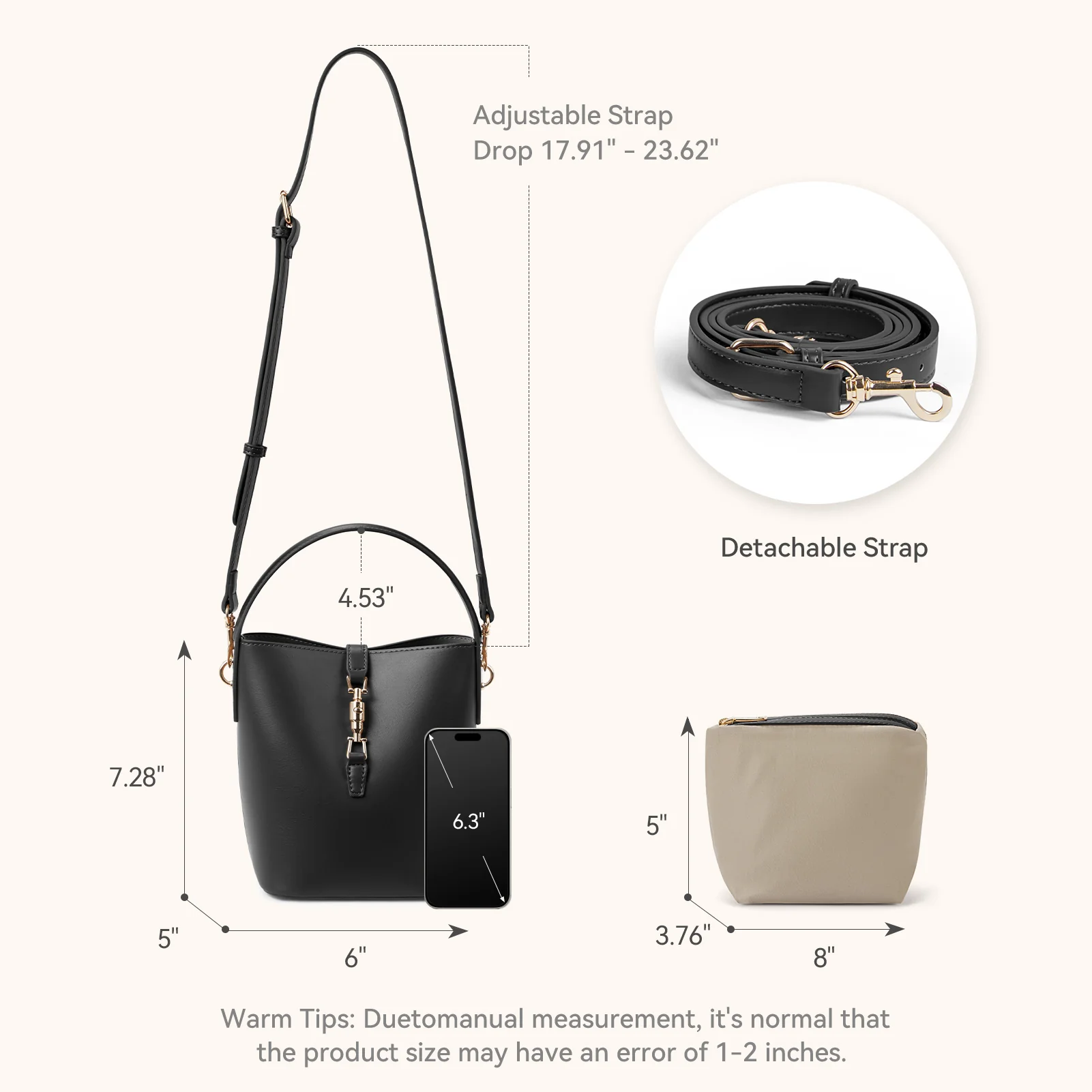 Harper Jones Bucket Shoulder Bag – Gold Clasp Crossbody - Image 10