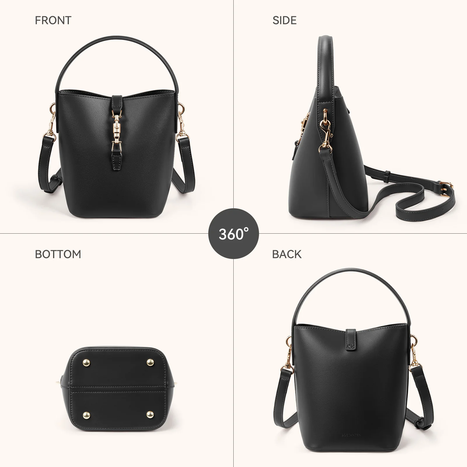 Harper Jones Bucket Shoulder Bag – Gold Clasp Crossbody - Image 11