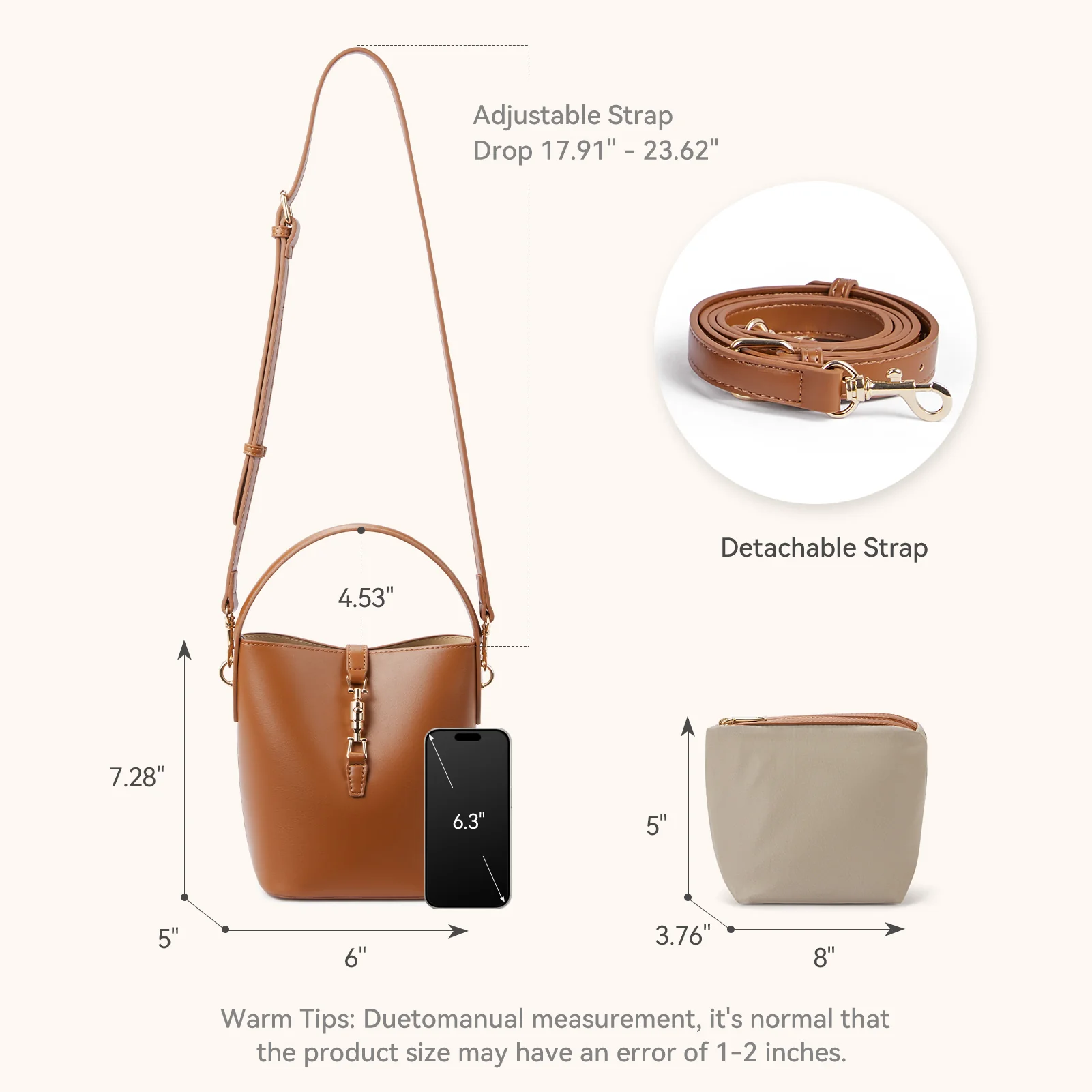 Harper Jones Bucket Shoulder Bag – Gold Clasp Crossbody - Image 3