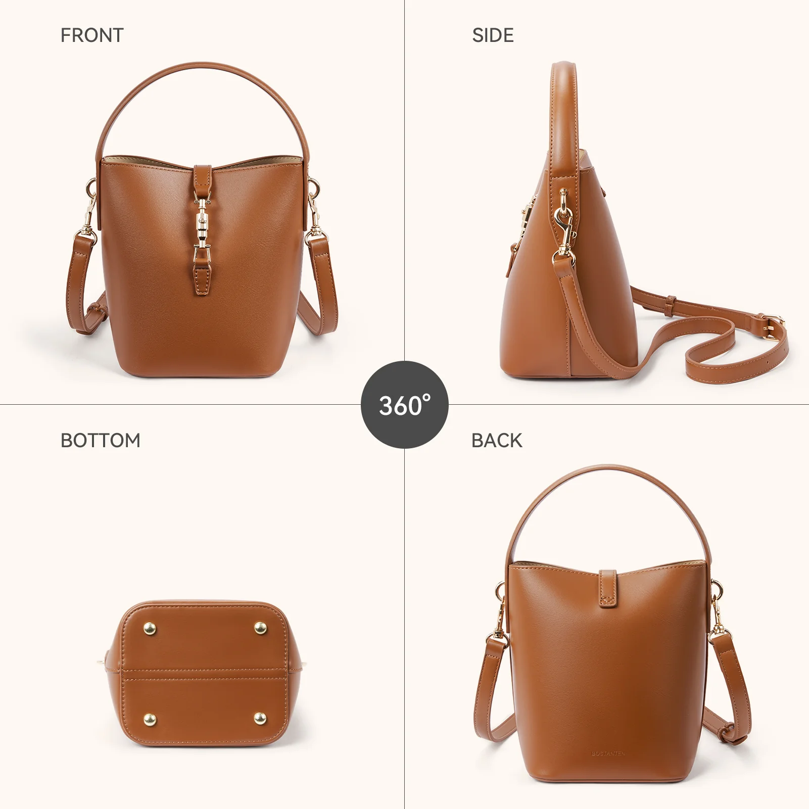 Harper Jones Bucket Shoulder Bag – Gold Clasp Crossbody - Image 6