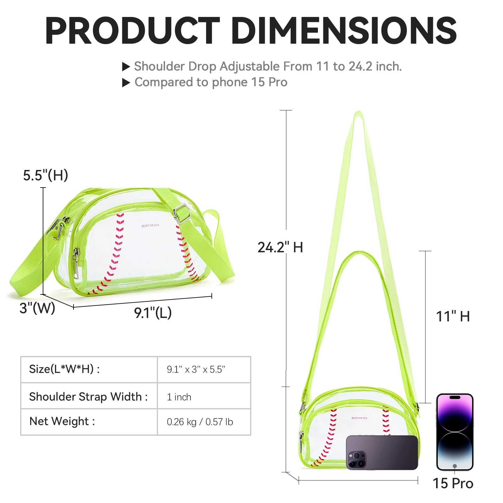 Clear Baseball Stitch Crossbody – Baseball Fans Gifts - Image 11