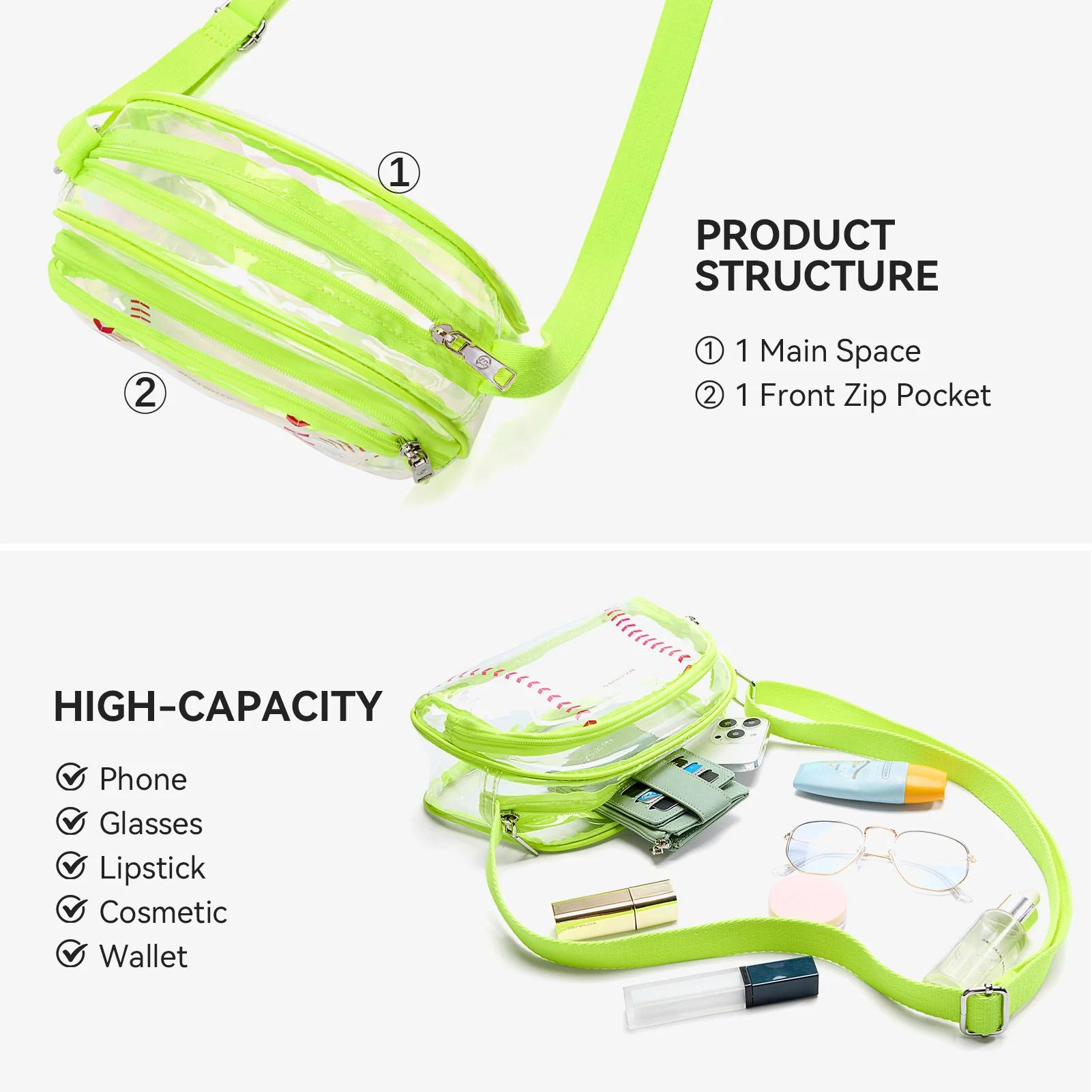 Clear Baseball Stitch Crossbody – Baseball Fans Gifts - Image 14
