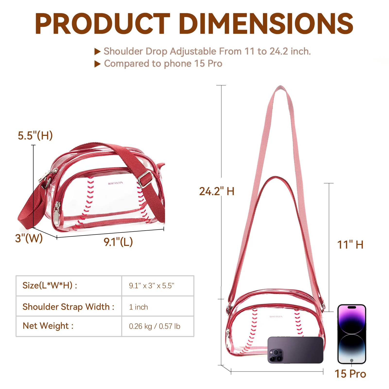 Clear Baseball Stitch Crossbody – Baseball Fans Gifts - Image 5
