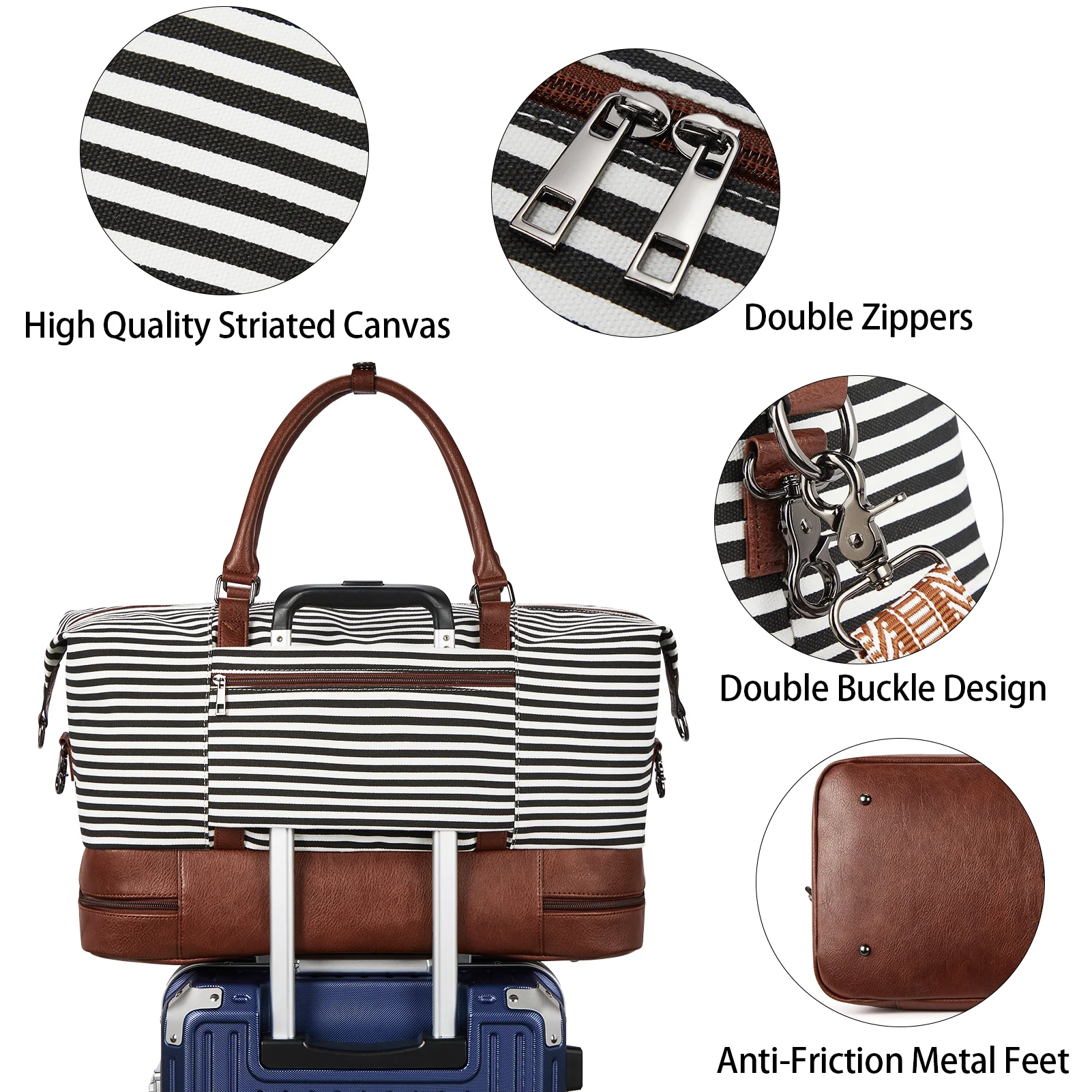 Zenobe Canvas Weekender Bag for Women - Image 14