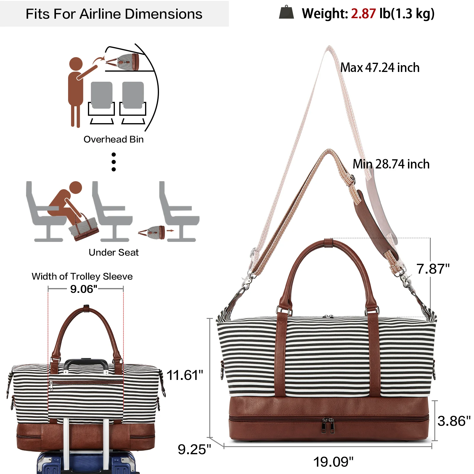 Zenobe Canvas Weekender Bag for Women - Image 16