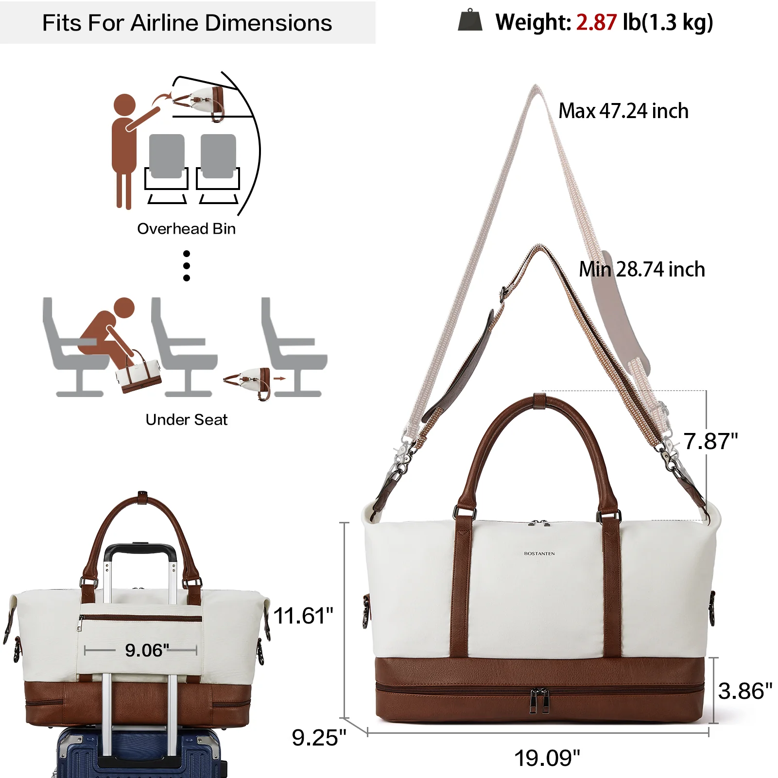 Zenobe Canvas Weekender Bag for Women - Image 23