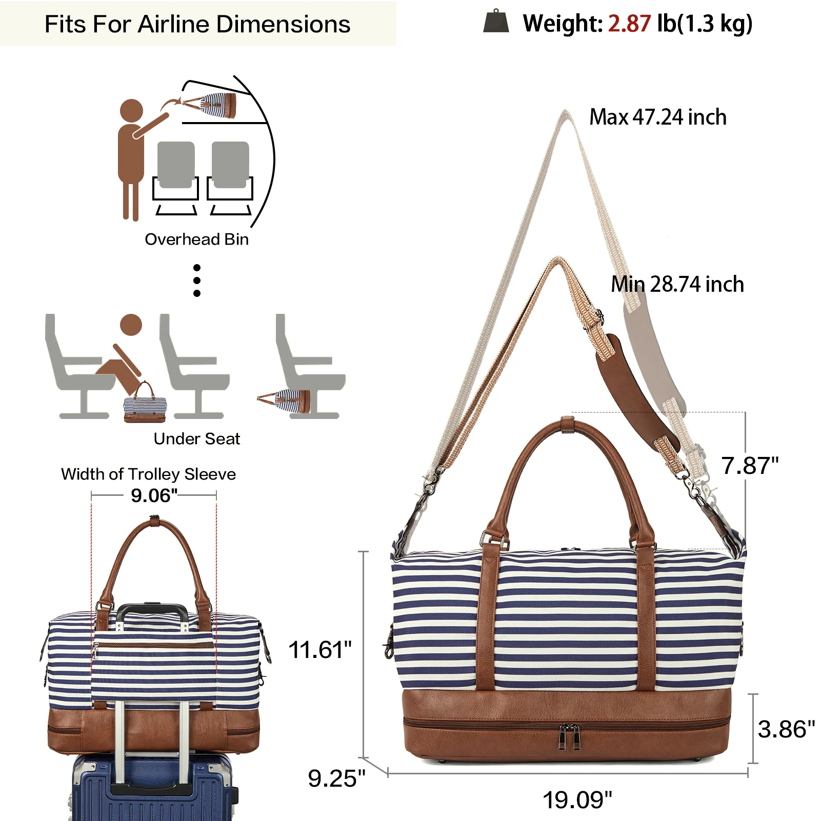 Zenobe Canvas Weekender Bag for Women - Image 31