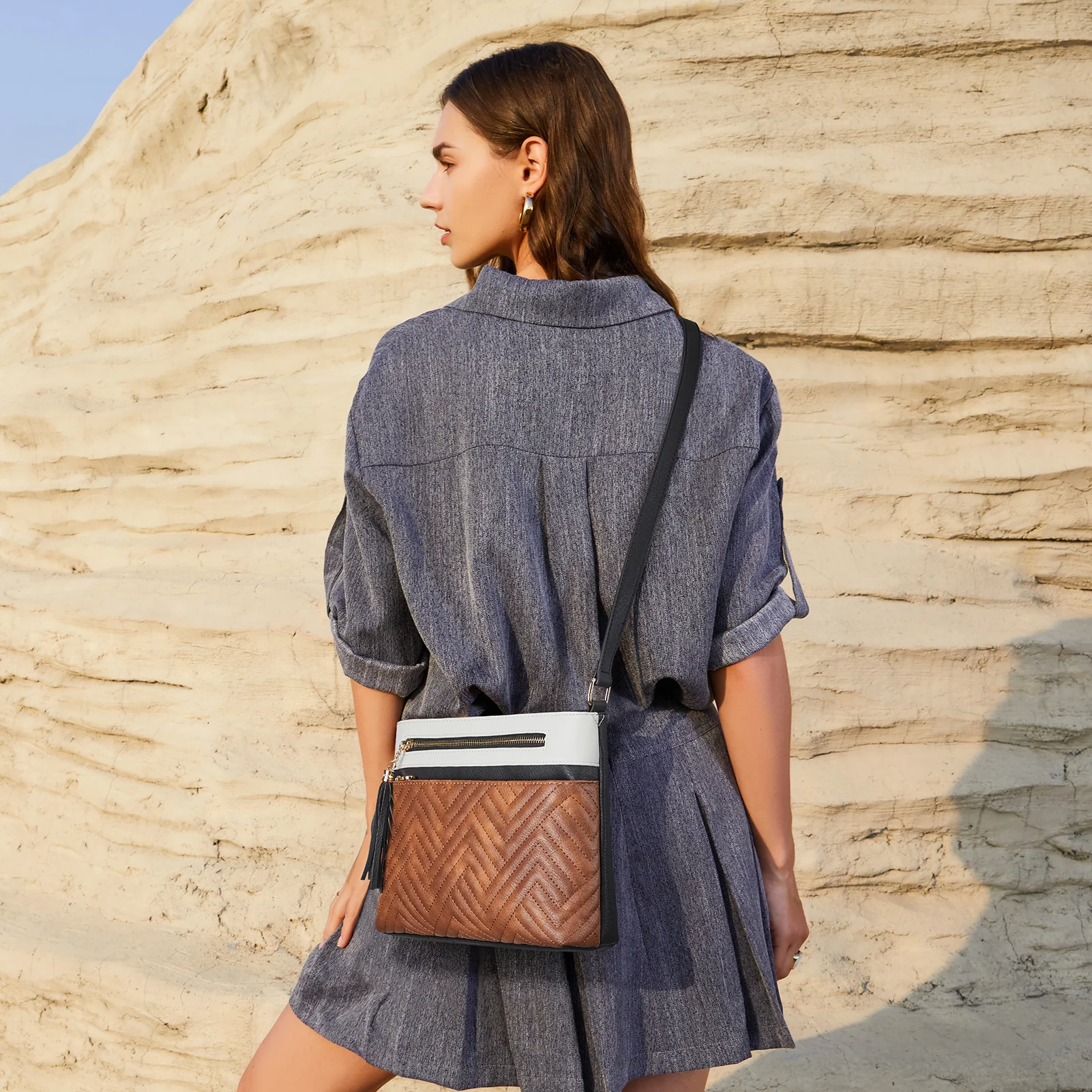 Nola Quilted Trendy Tassel Crossbody Shoulder Bag - Image 16
