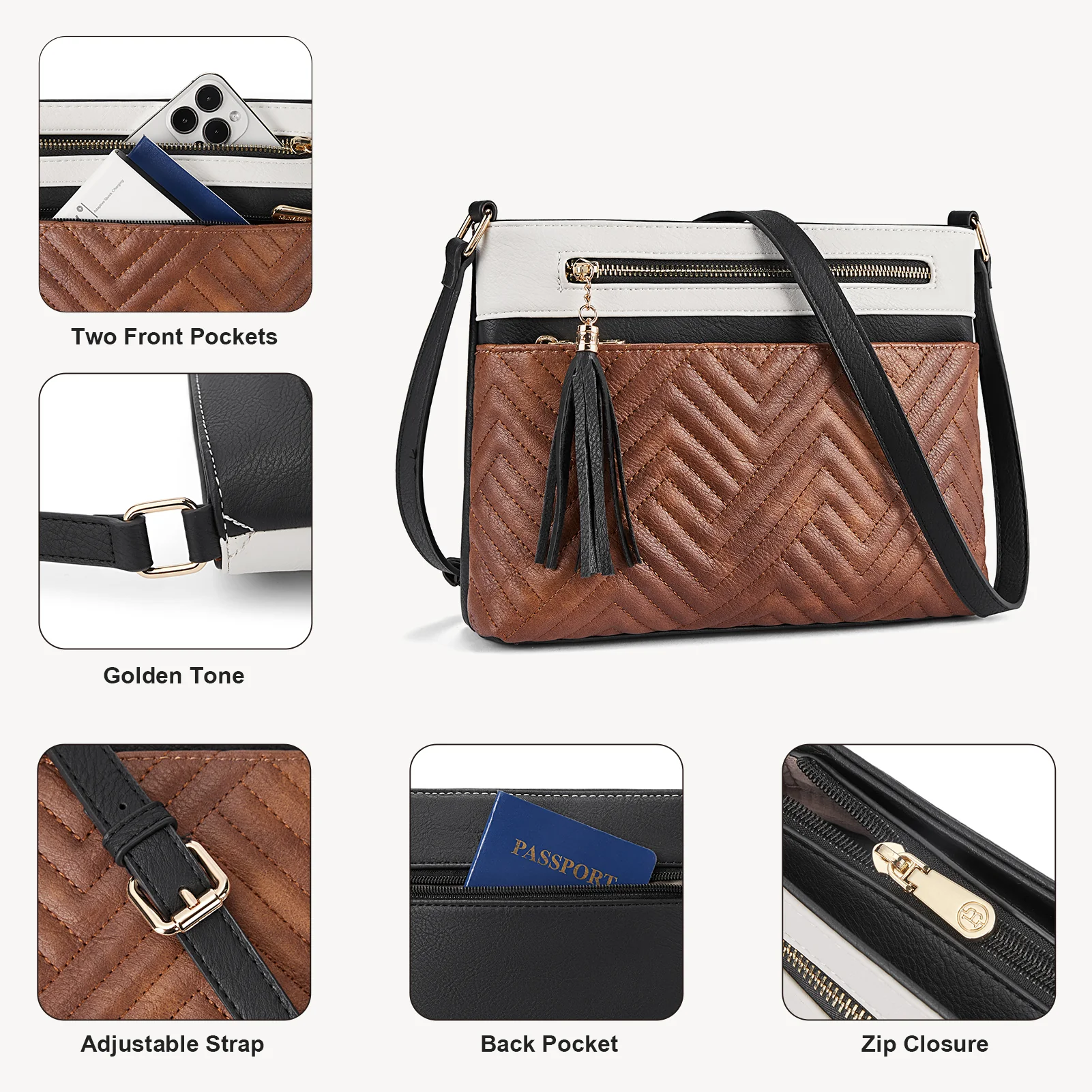 Nola Quilted Trendy Tassel Crossbody Shoulder Bag - Image 20