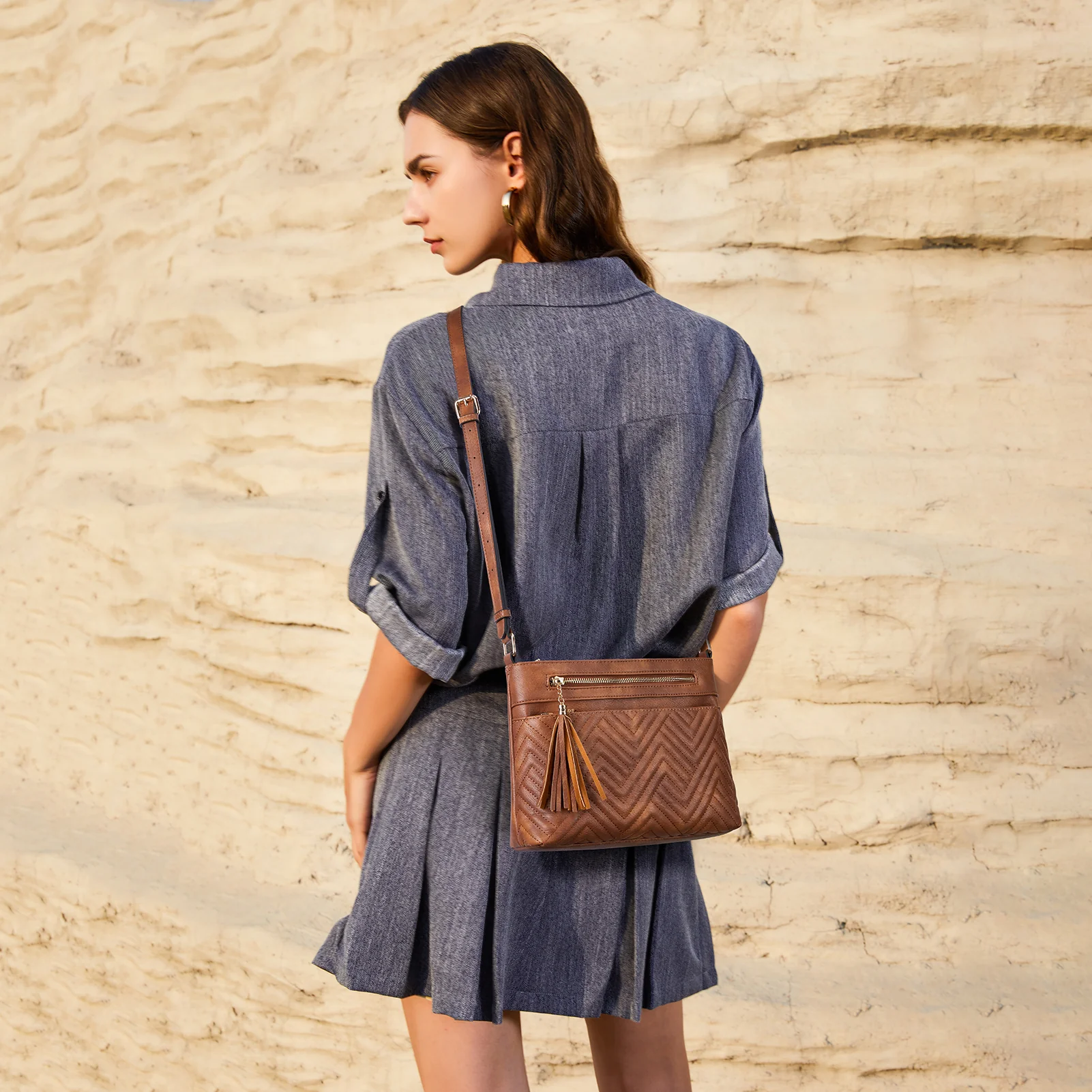 Nola Quilted Trendy Tassel Crossbody Shoulder Bag - Image 23