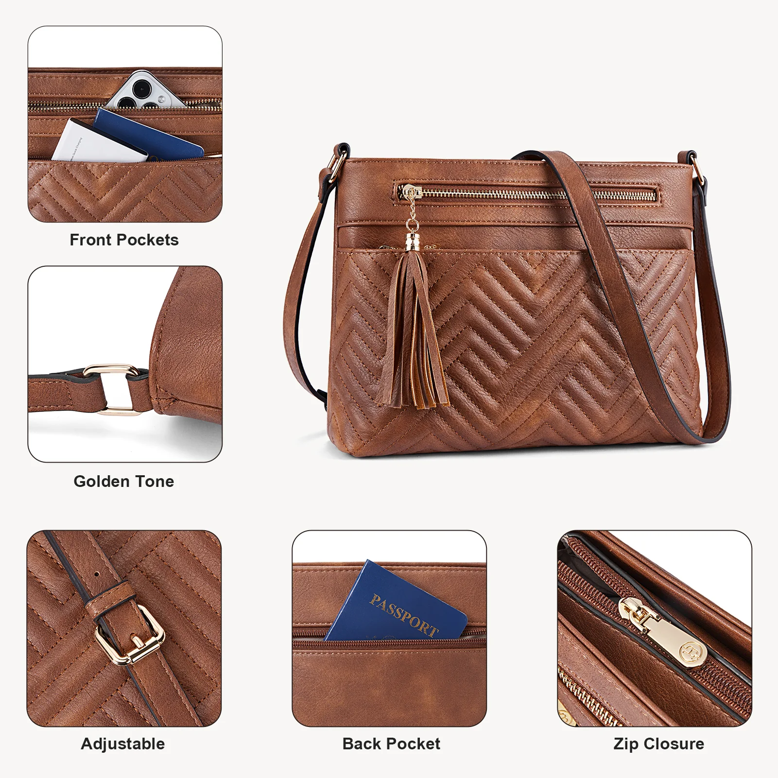 Nola Quilted Trendy Tassel Crossbody Shoulder Bag - Image 27