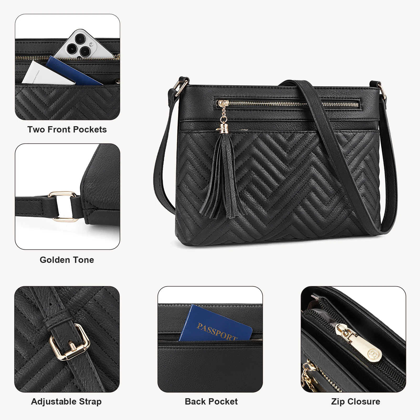 Nola Quilted Trendy Tassel Crossbody Shoulder Bag - Image 35