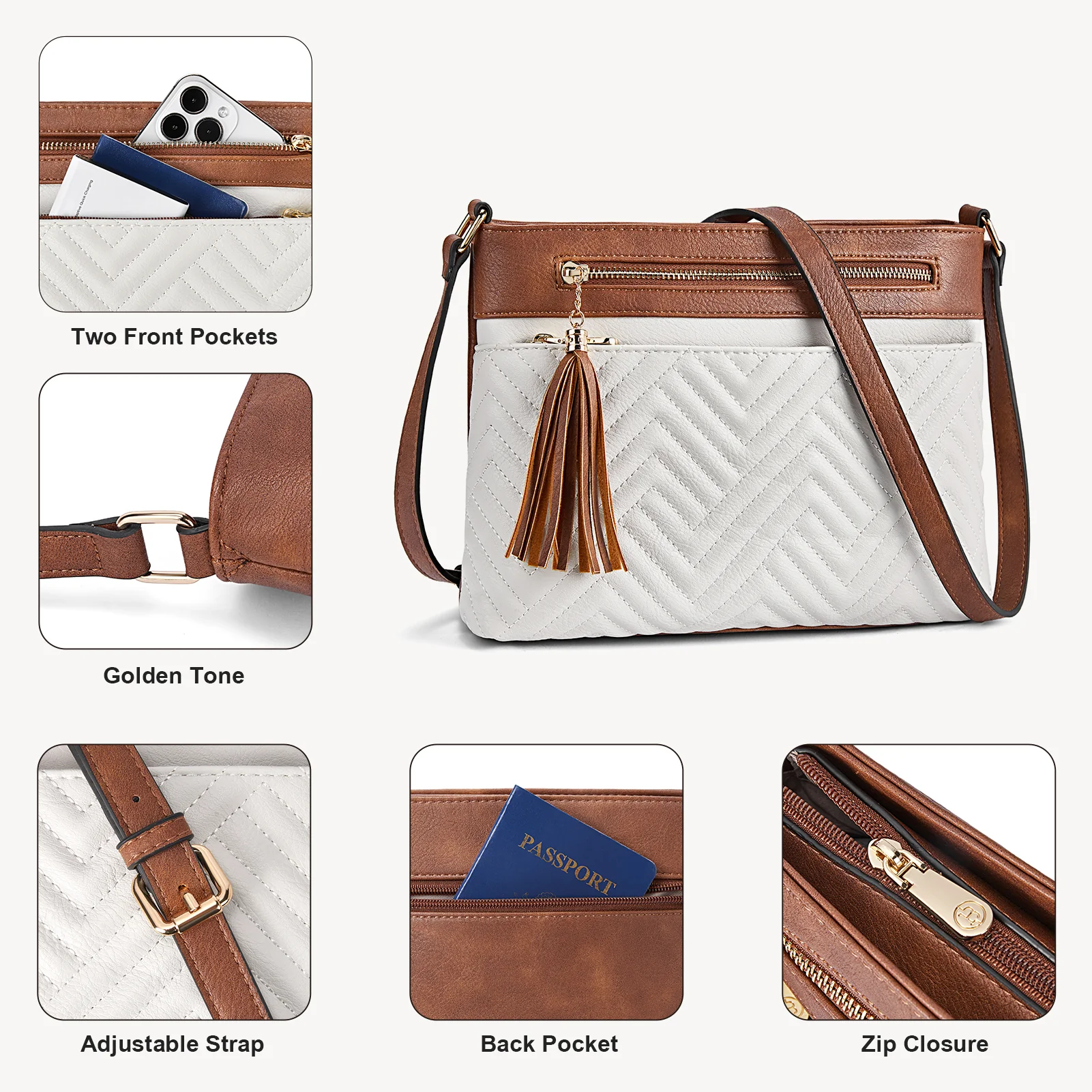 Nola Quilted Trendy Tassel Crossbody Shoulder Bag - Image 7