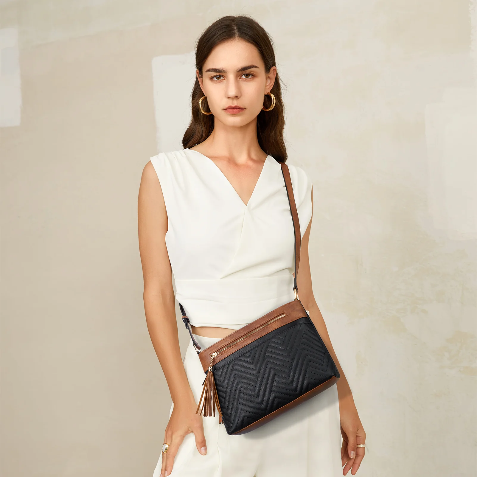 Nola Quilted Trendy Tassel Crossbody Shoulder Bag - Image 9