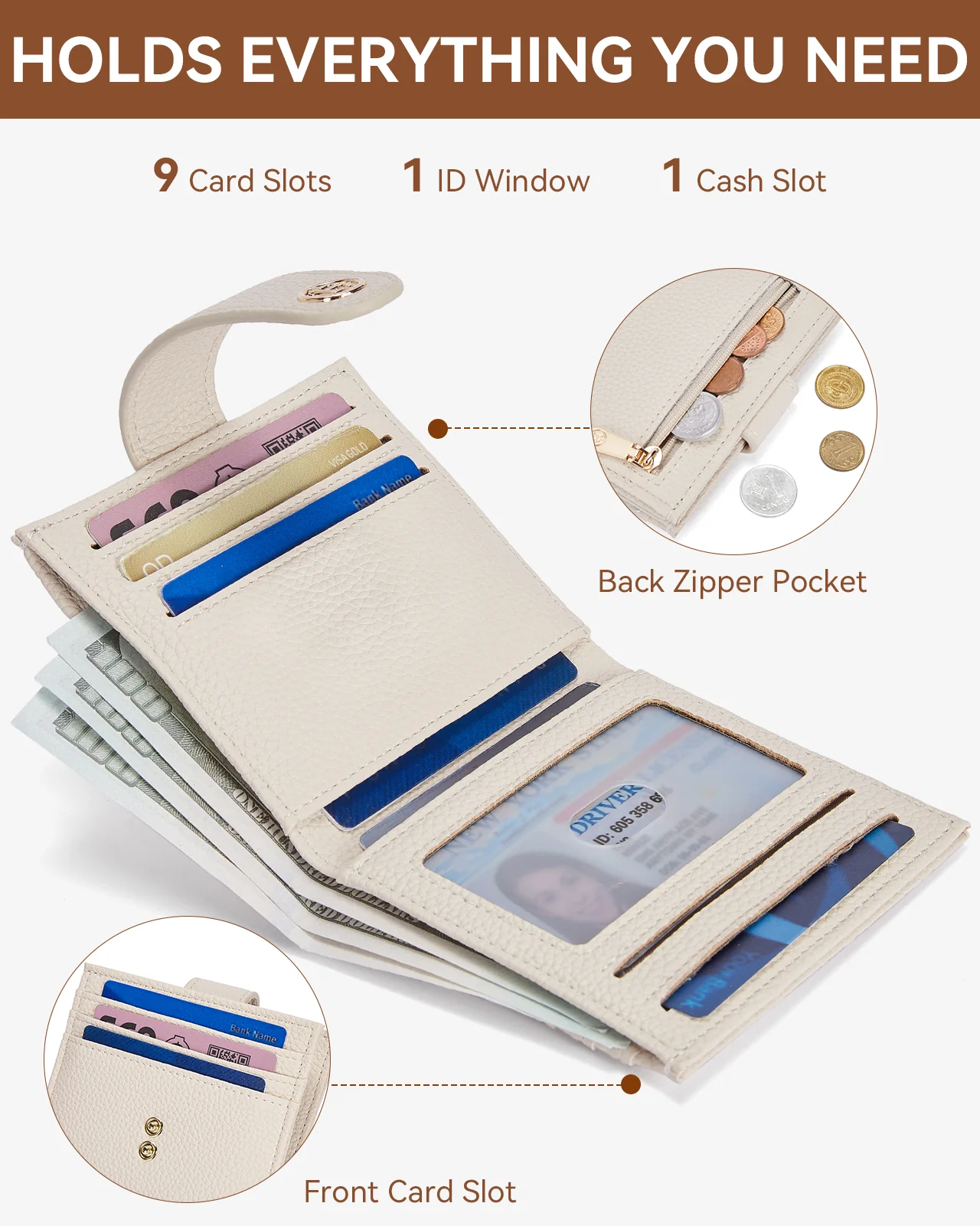 Lomy Slim Bifold Wallet – RFID Card Holder with Double Snap Closure - Image 19