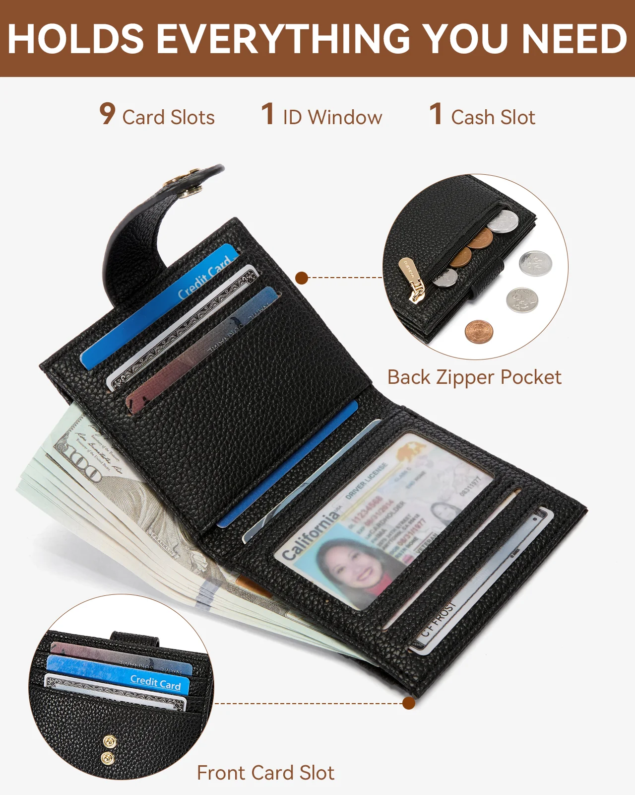 Lomy Slim Bifold Wallet – RFID Card Holder with Double Snap Closure - Image 26