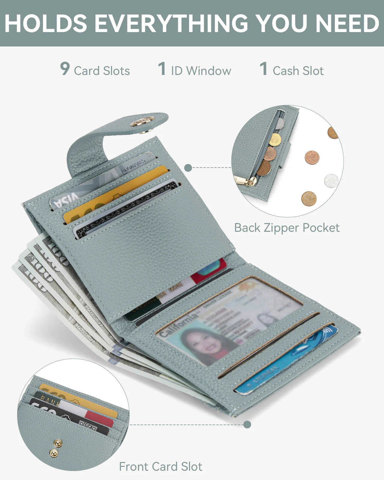 Lomy Slim Bifold Wallet – RFID Card Holder with Double Snap Closure - Image 32