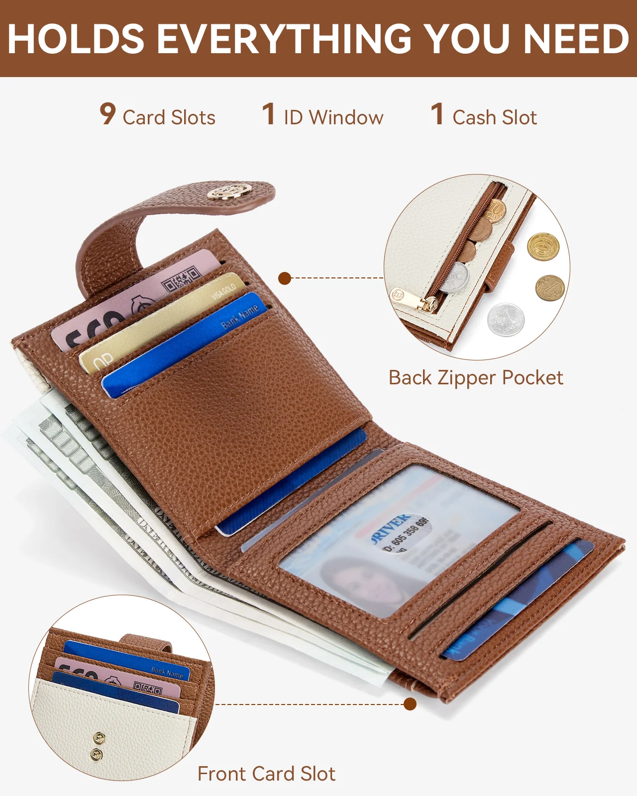 Lomy Slim Bifold Wallet – RFID Card Holder with Double Snap Closure - Image 4