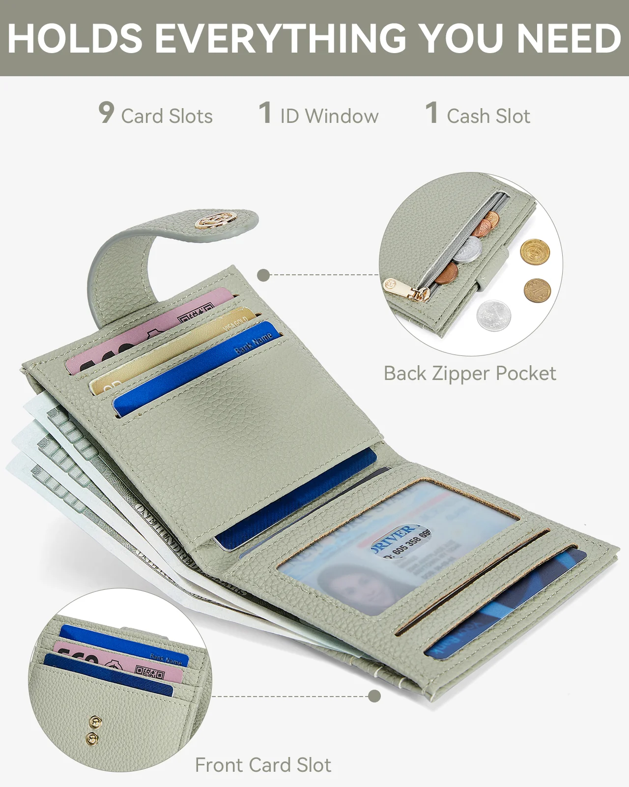 Lomy Slim Bifold Wallet – RFID Card Holder with Double Snap Closure - Image 47