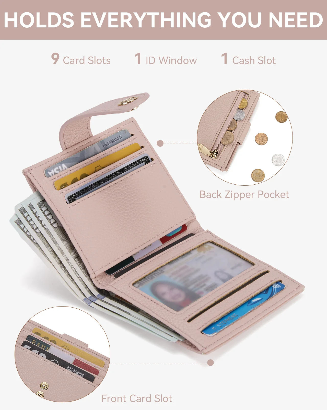 Lomy Slim Bifold Wallet – RFID Card Holder with Double Snap Closure - Image 53
