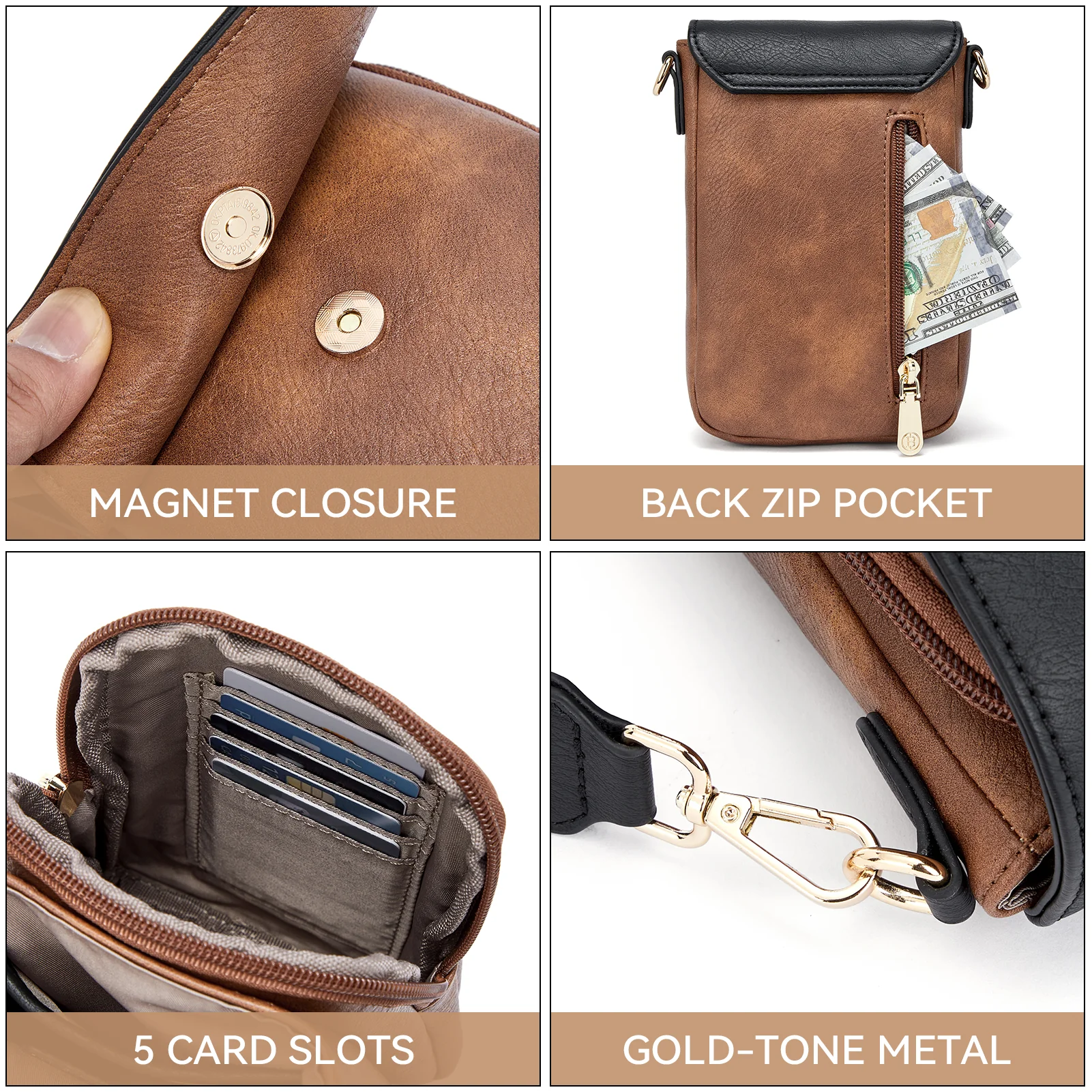 Phone Crossbody Bag –  Diamond Pattern Strap - Image 12