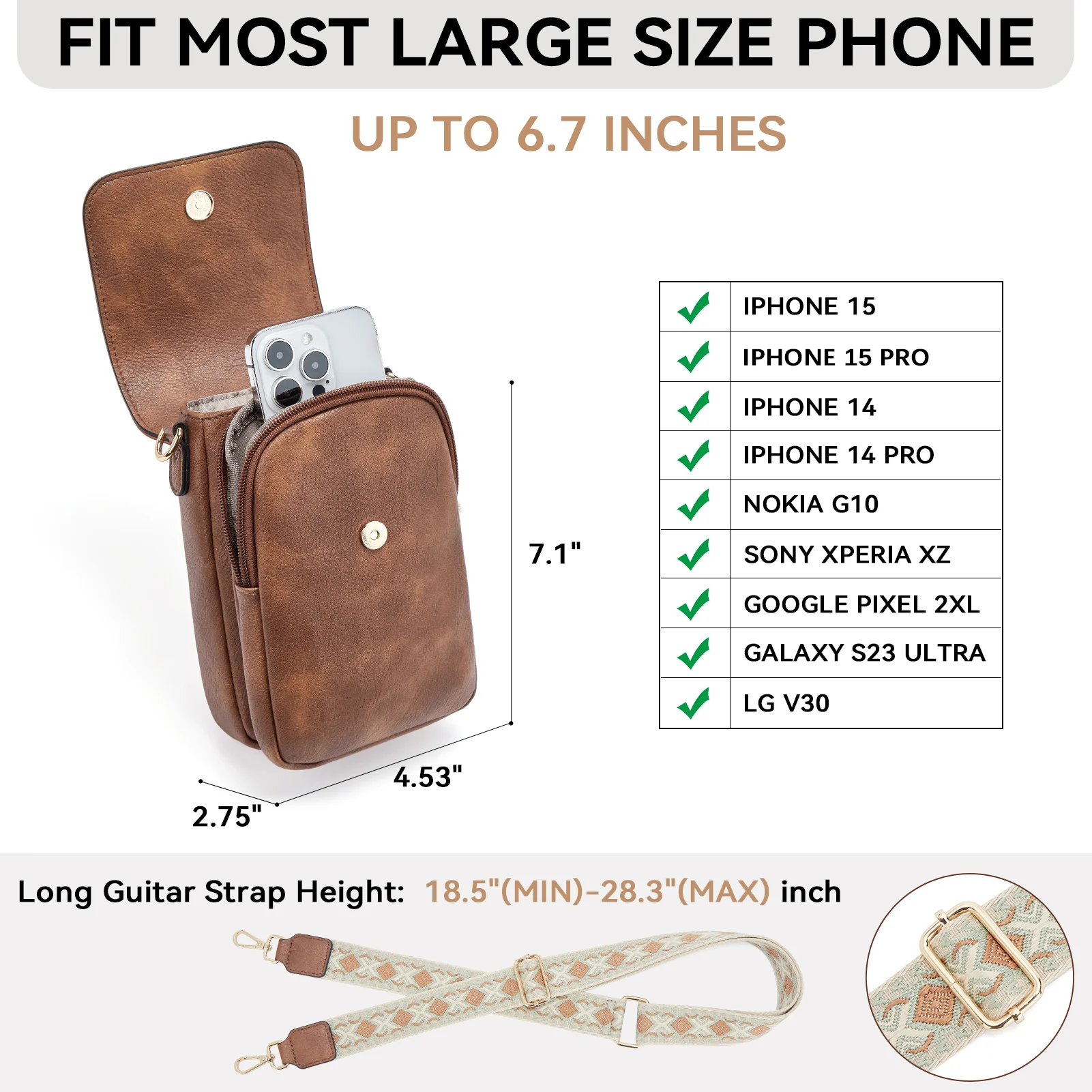 Phone Crossbody Bag –  Diamond Pattern Strap - Image 18