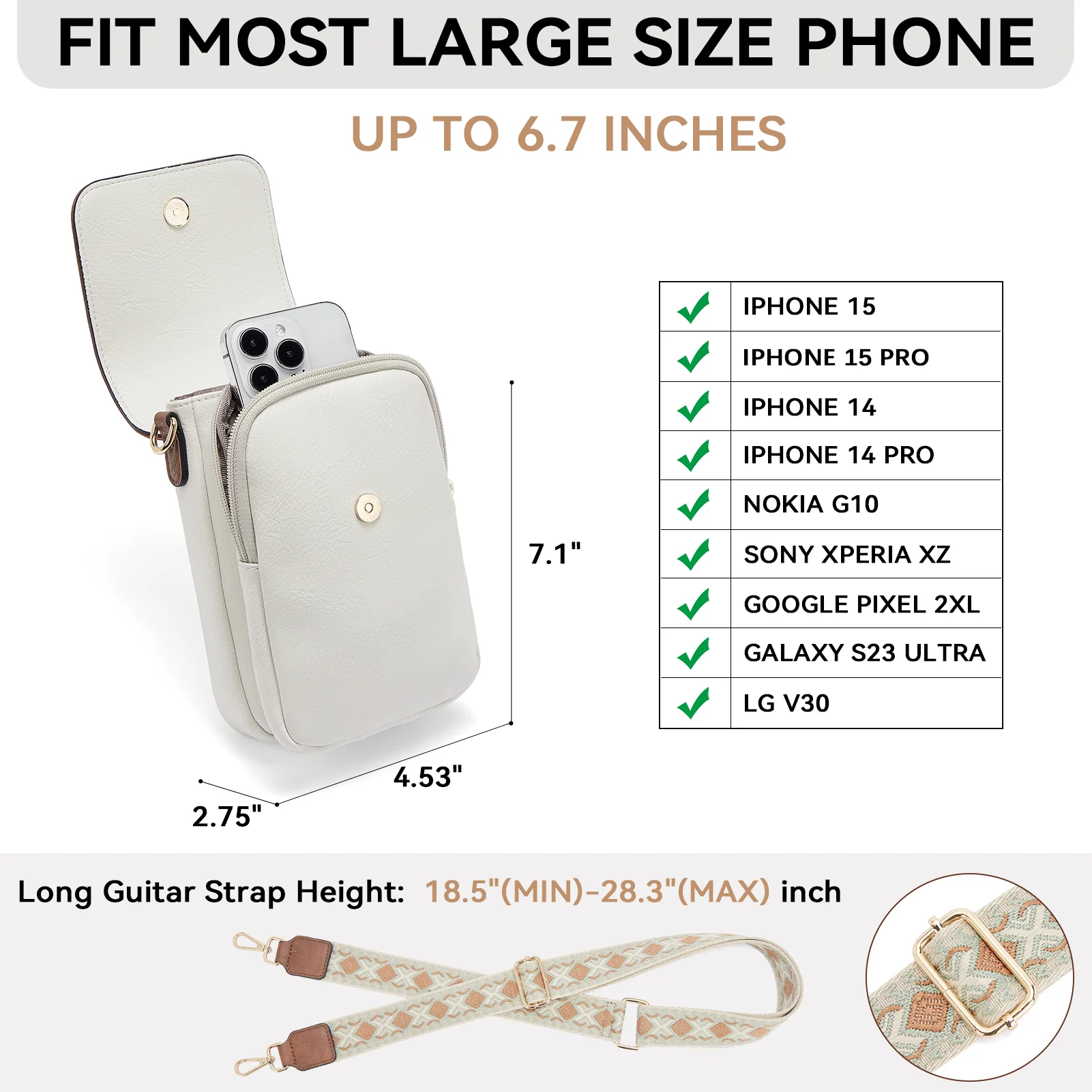 Phone Crossbody Bag –  Diamond Pattern Strap - Image 4