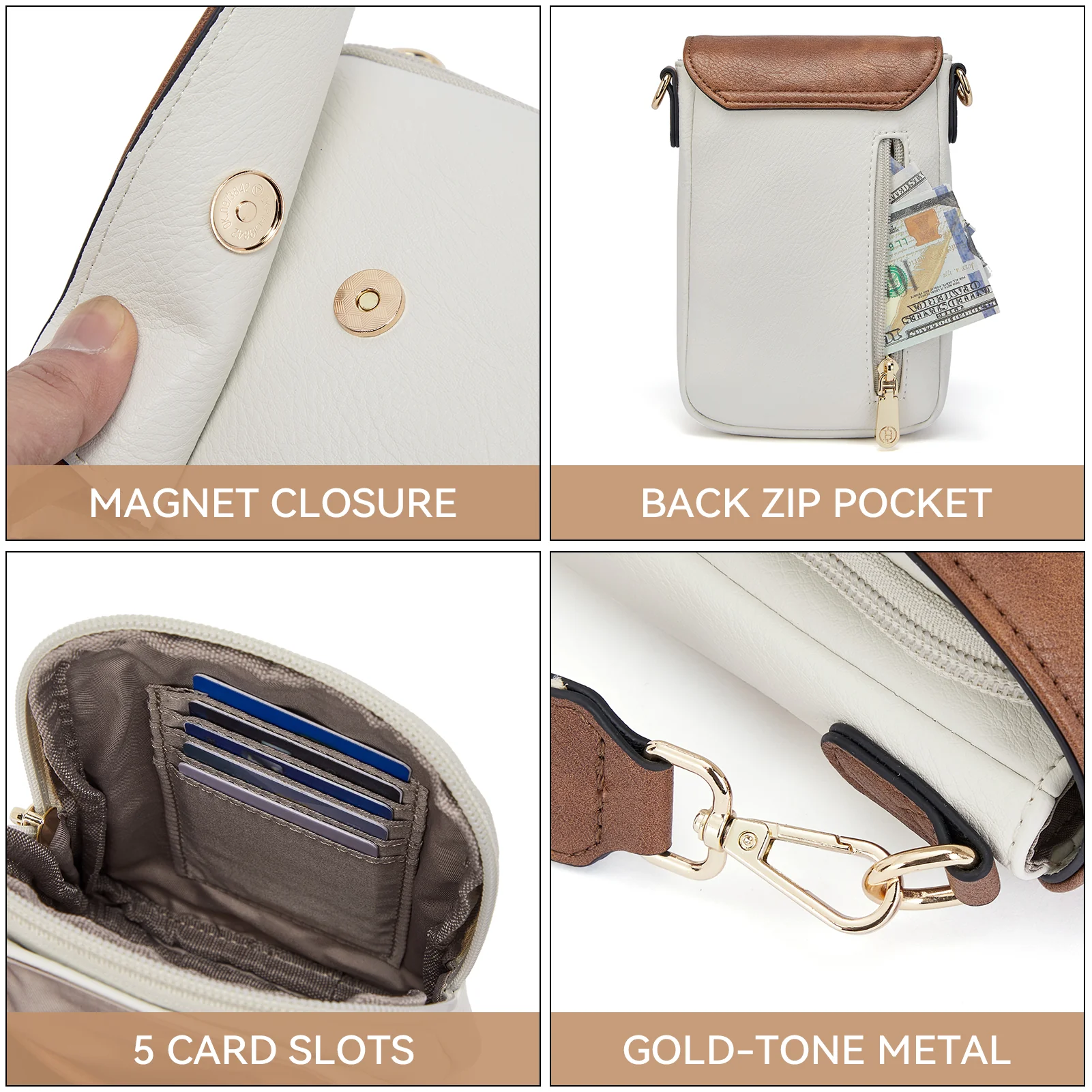 Phone Crossbody Bag –  Diamond Pattern Strap - Image 5