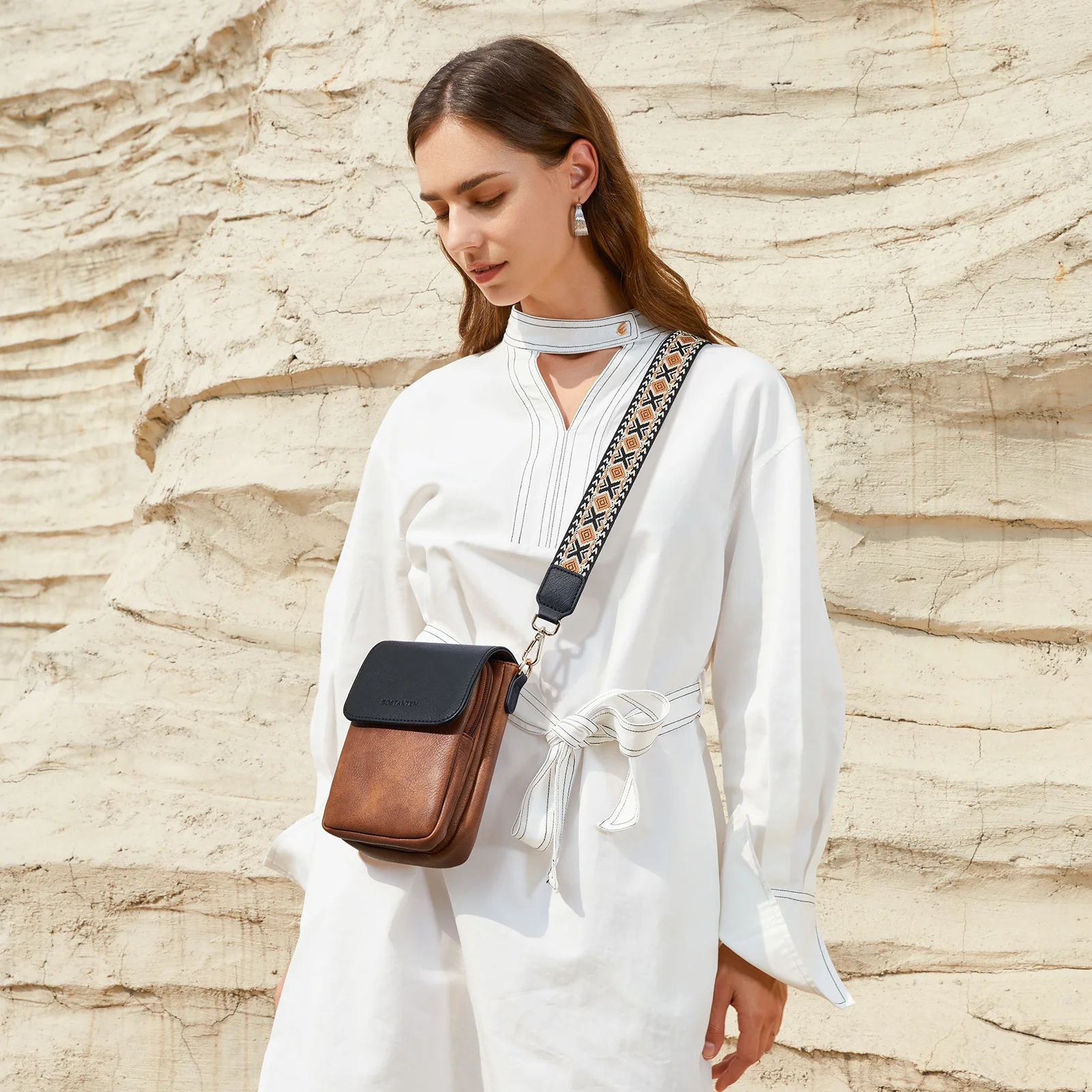 Phone Crossbody Bag –  Diamond Pattern Strap - Image 9