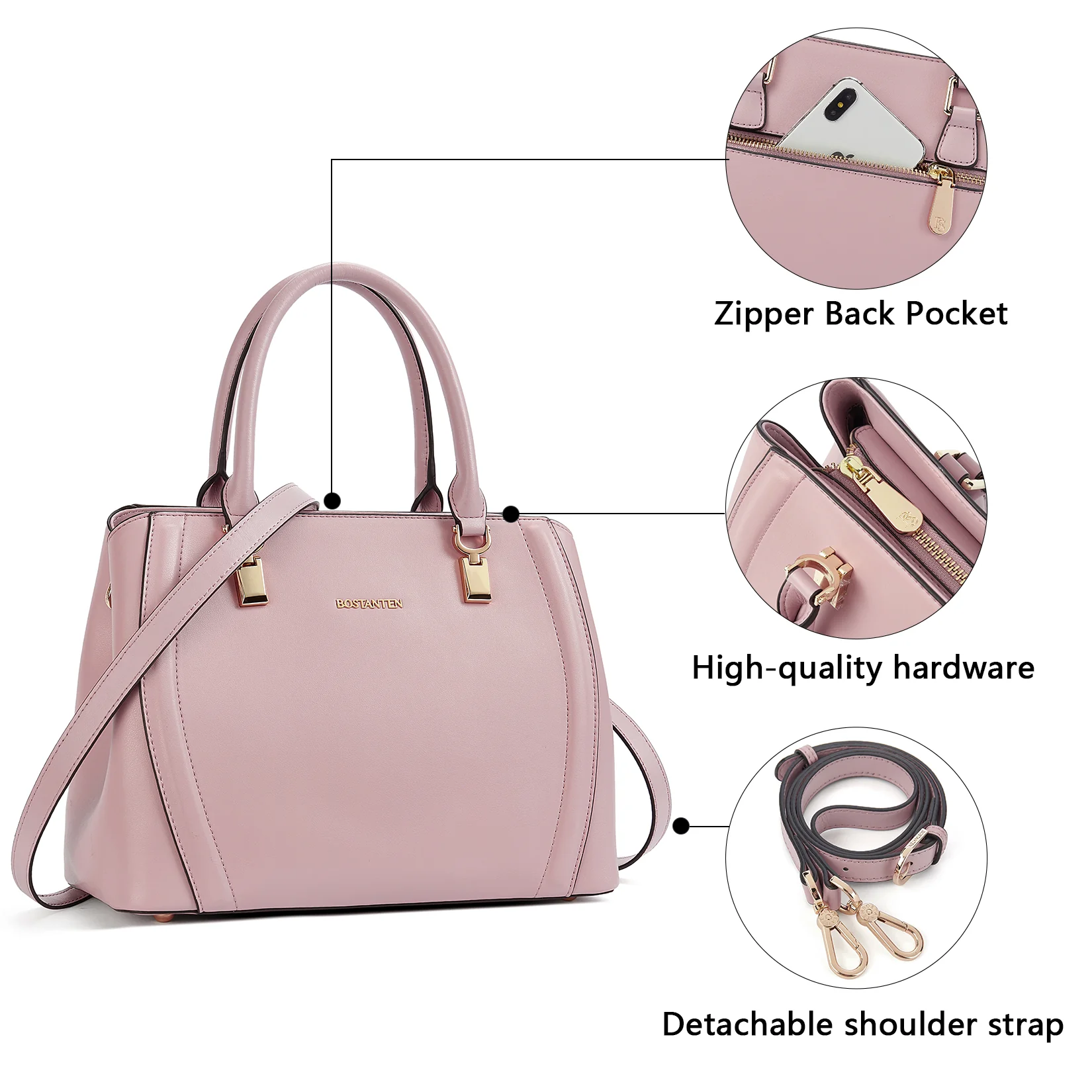 Designer 11'' Leather Satchel With Crossbody Strap-Yellow & Pink - Image 11