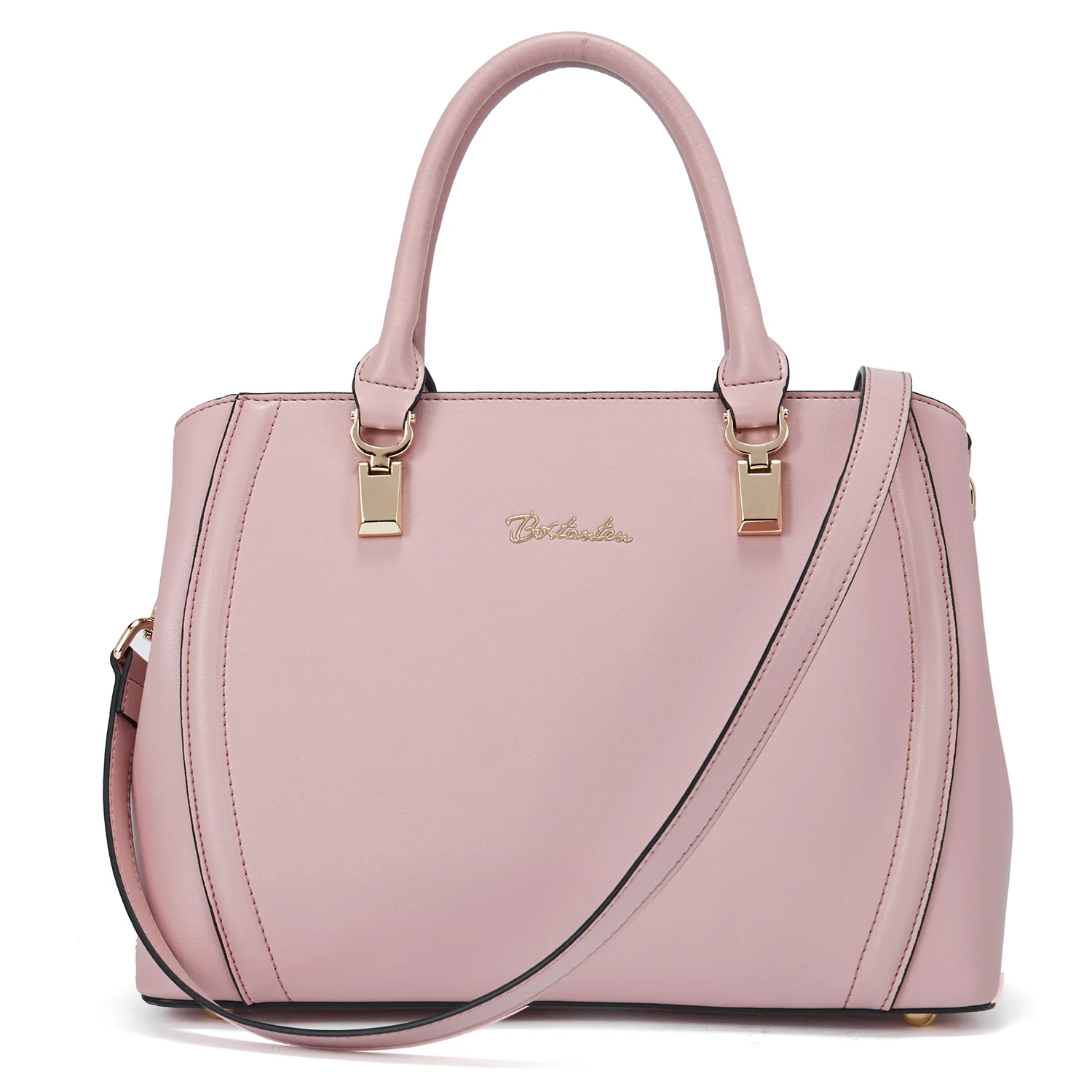 Designer 11'' Leather Satchel With Crossbody Strap-Yellow & Pink - Image 8
