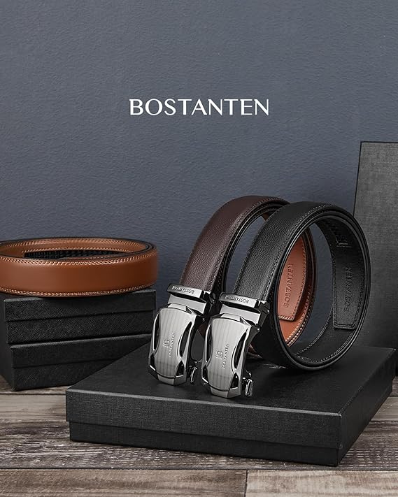 Bostanten Men's Ratchet Belt | Two-Pack Leather Belt - Image 2