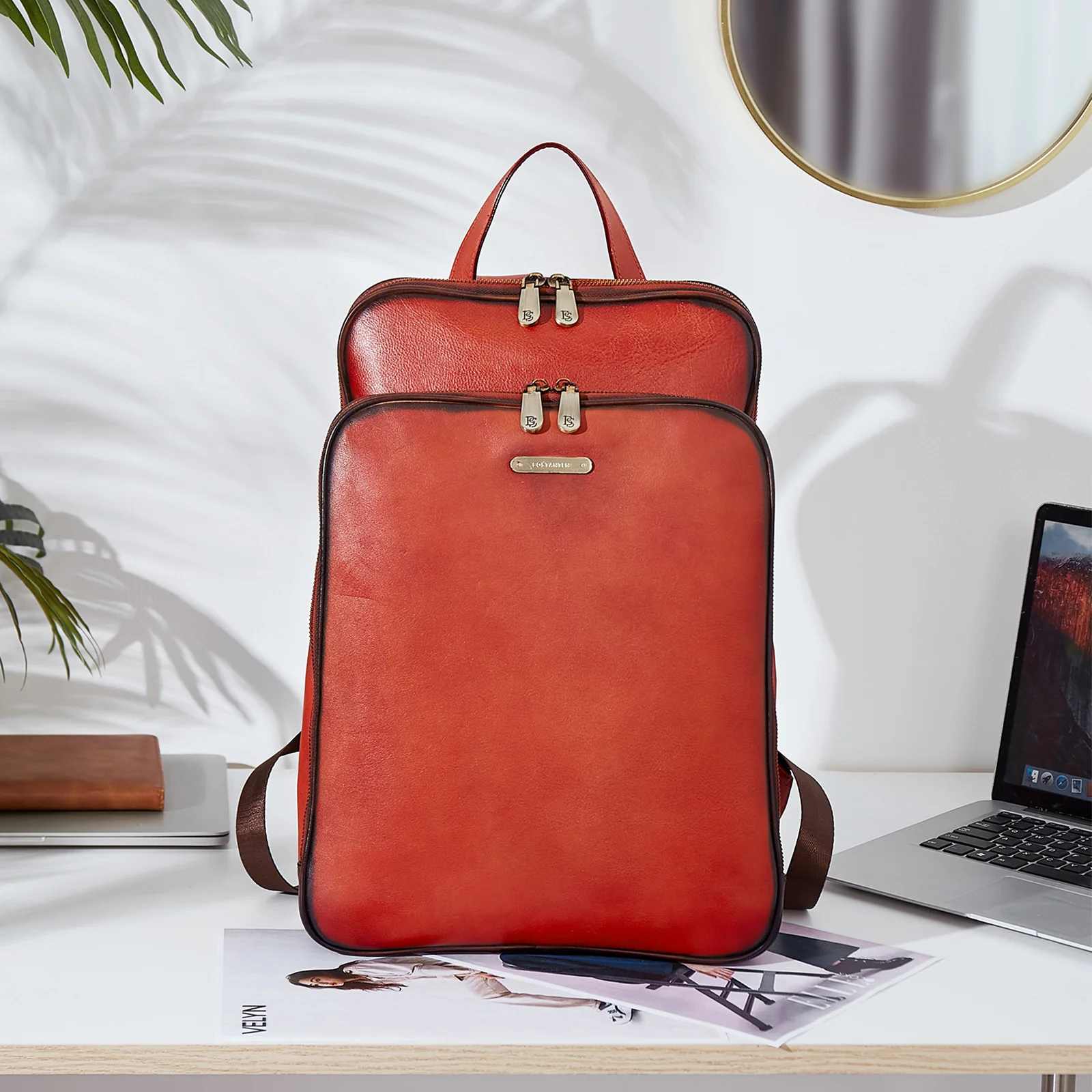 Frida Laptop BagsFor Women 15.6 Inch  — Red Backpack - Image 11
