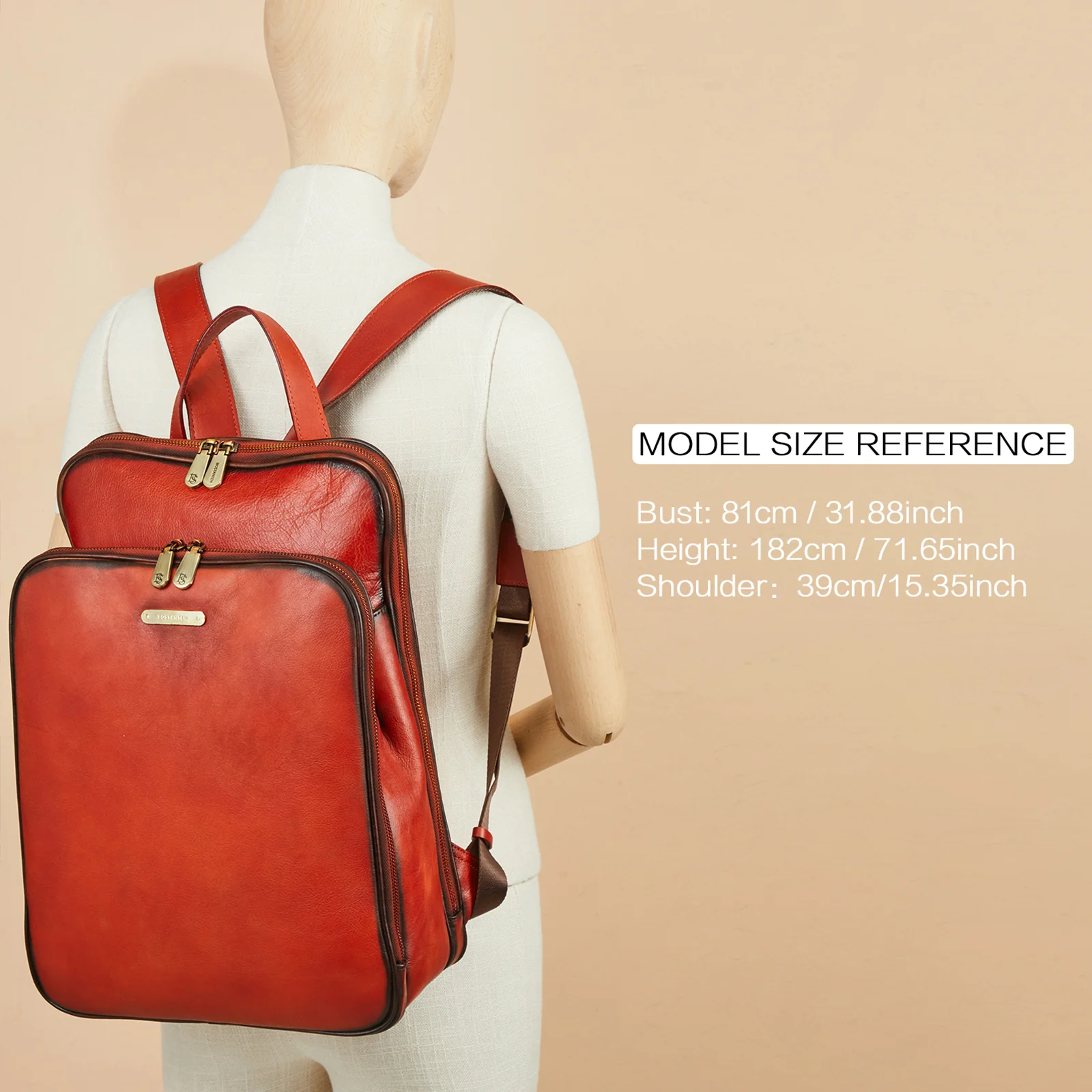 Frida Laptop BagsFor Women 15.6 Inch  — Red Backpack - Image 4