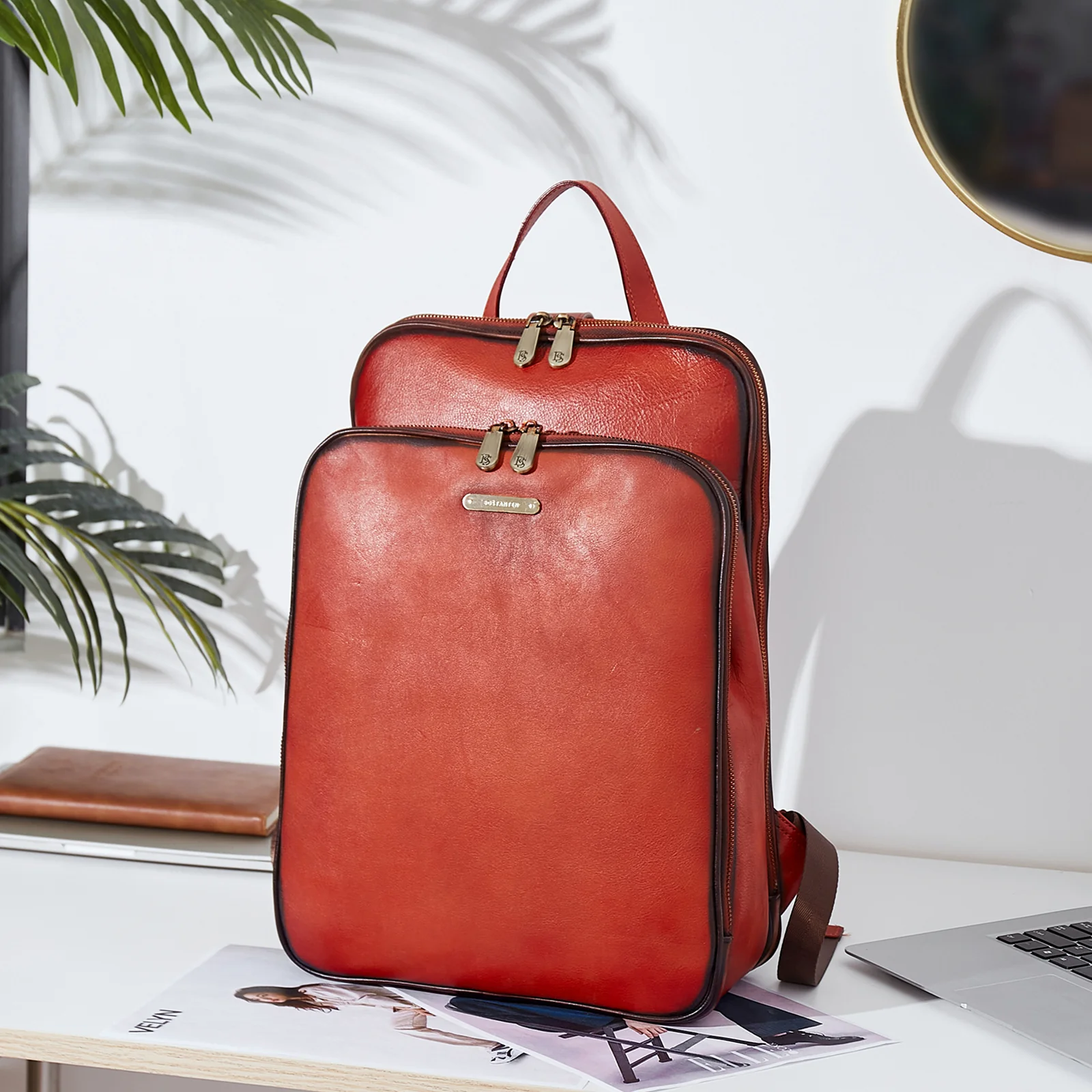 Frida Laptop BagsFor Women 15.6 Inch  — Red Backpack - Image 5
