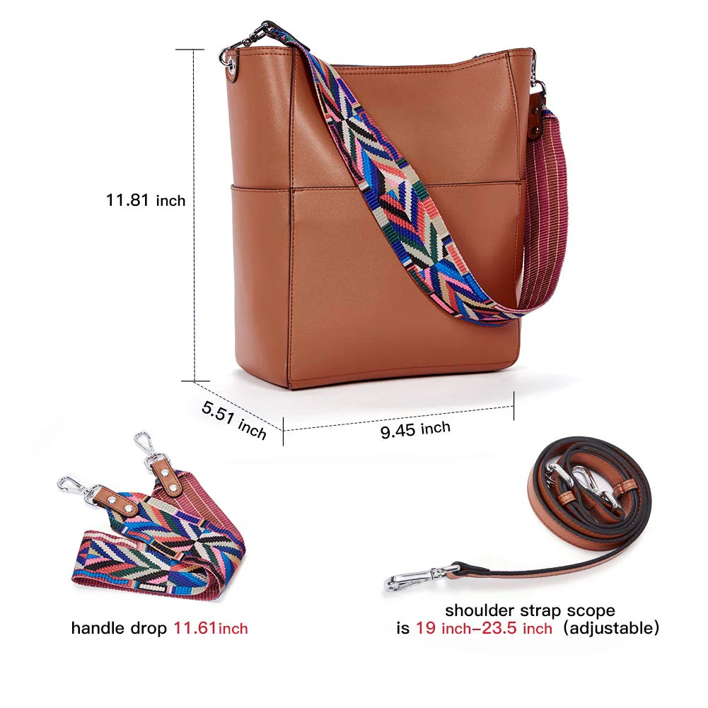 Bucket Bag for Women Vegan Leather | With 2 Shoulder Straps - Image 12