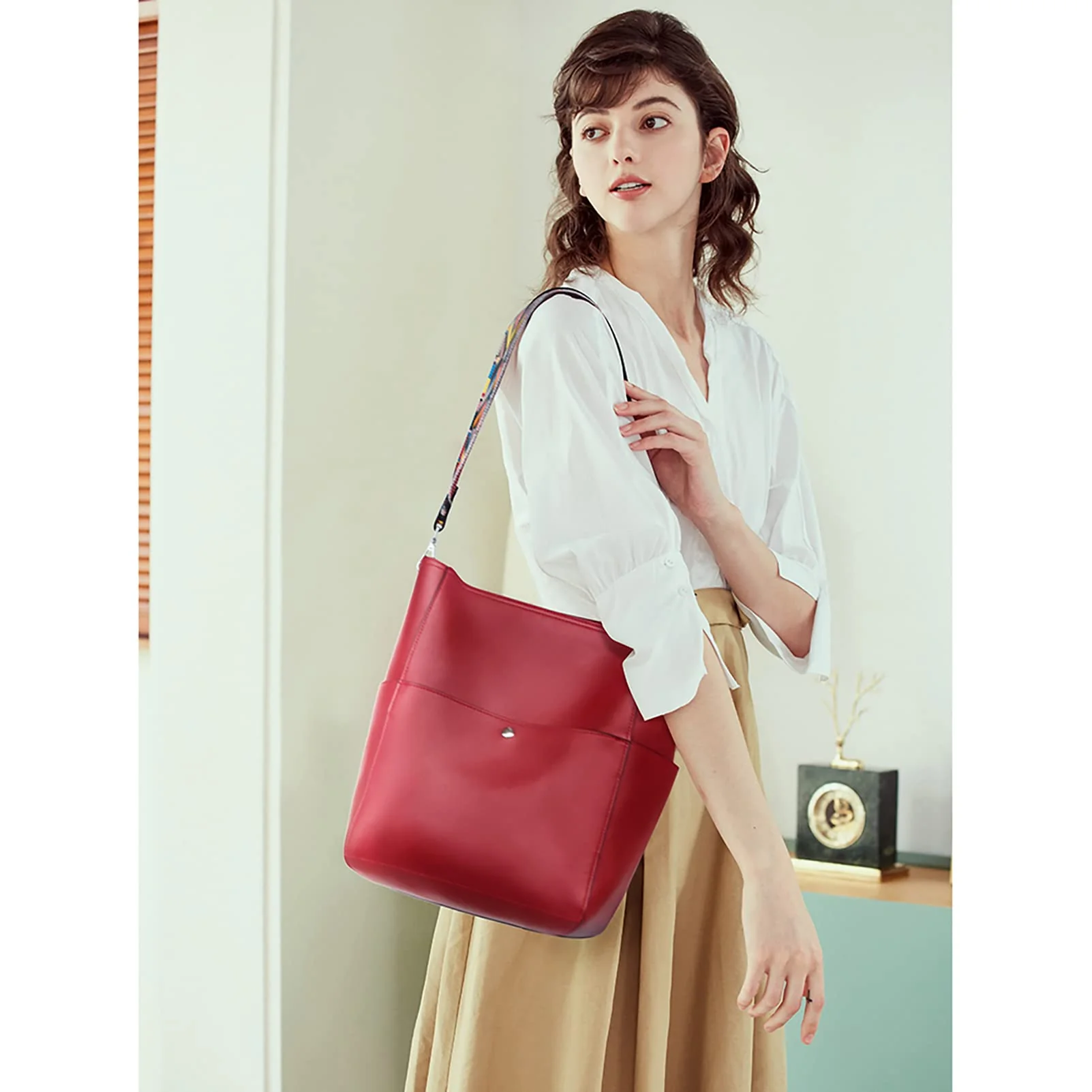 Bucket Bag for Women Vegan Leather | With 2 Shoulder Straps - Image 16