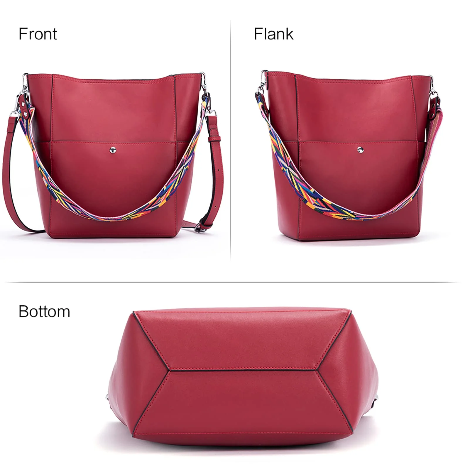 Bucket Bag for Women Vegan Leather | With 2 Shoulder Straps - Image 17