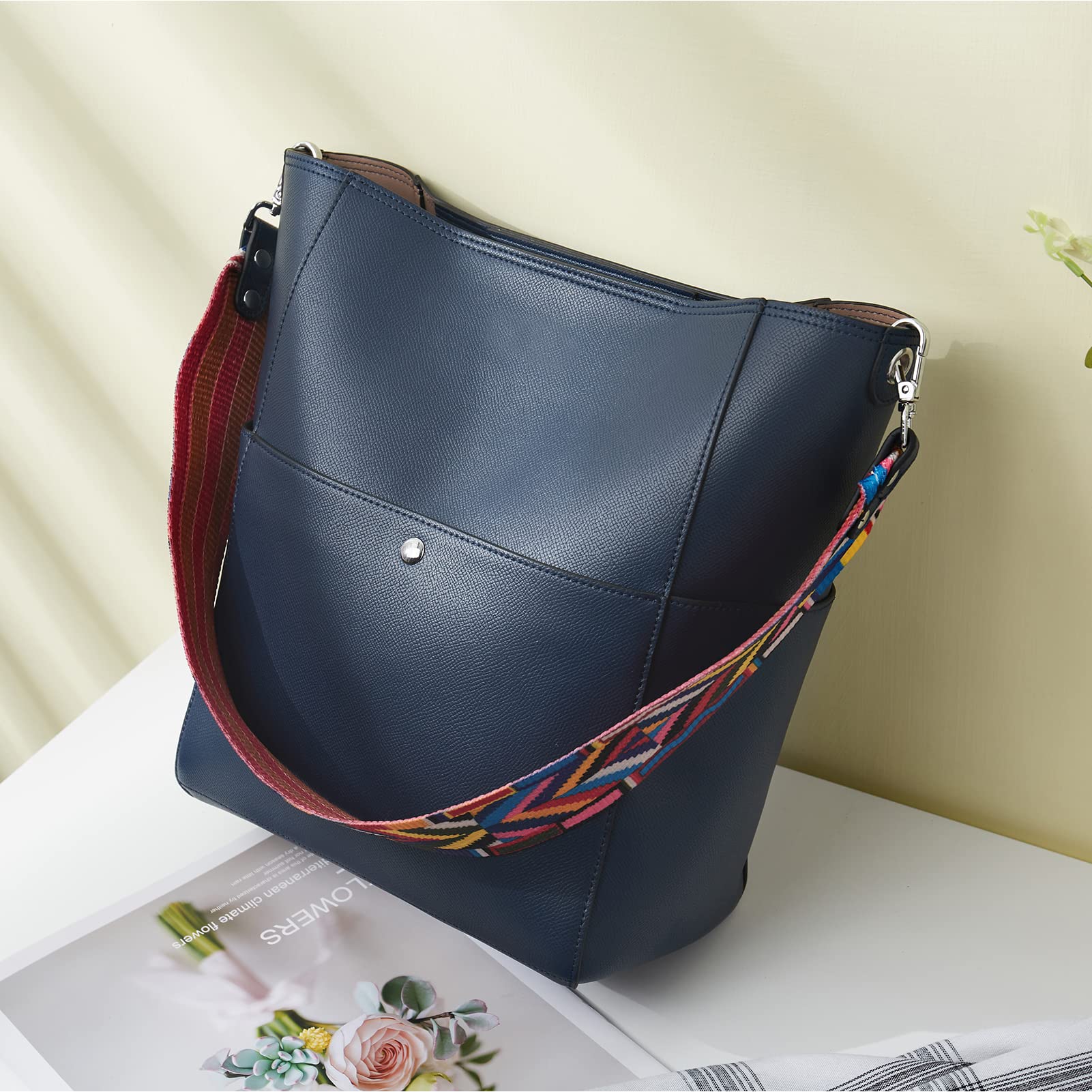 Bucket Bag for Women Vegan Leather | With 2 Shoulder Straps - Image 22