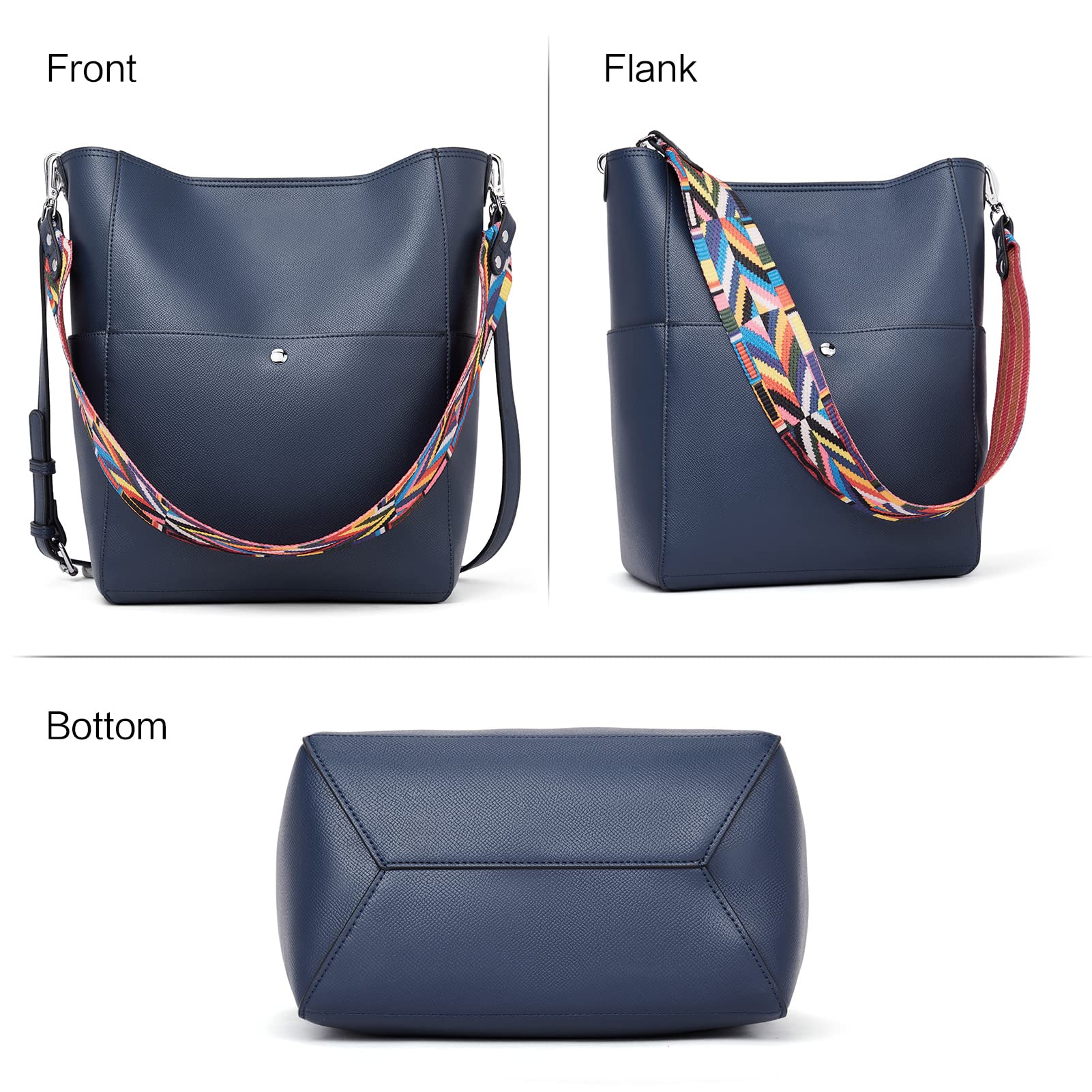 Bucket Bag for Women Vegan Leather | With 2 Shoulder Straps - Image 23