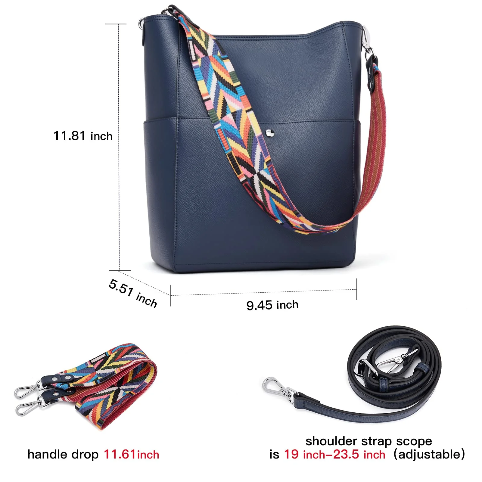 Bucket Bag for Women Vegan Leather | With 2 Shoulder Straps - Image 24