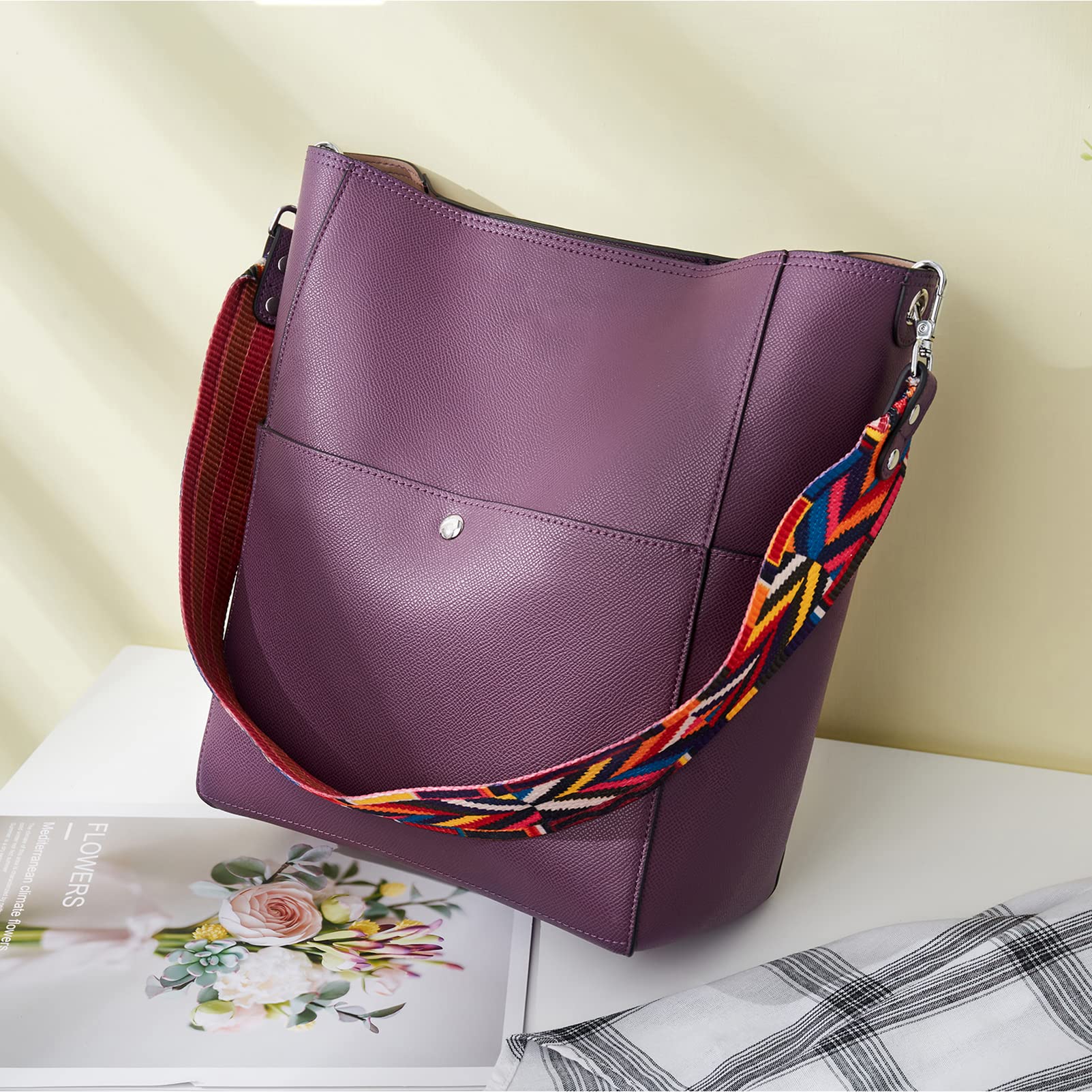 Bucket Bag for Women Vegan Leather | With 2 Shoulder Straps - Image 28