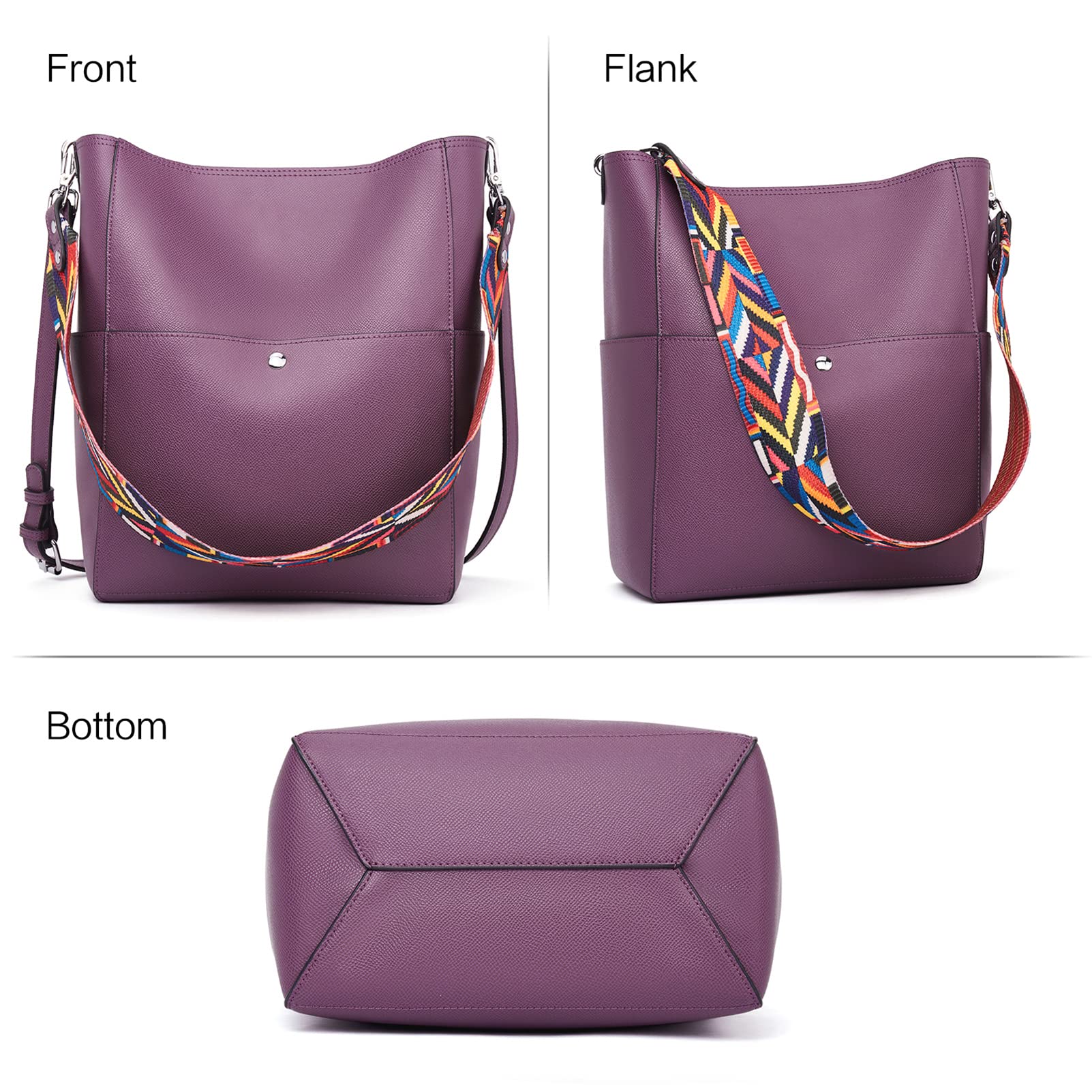 Bucket Bag for Women Vegan Leather | With 2 Shoulder Straps - Image 29