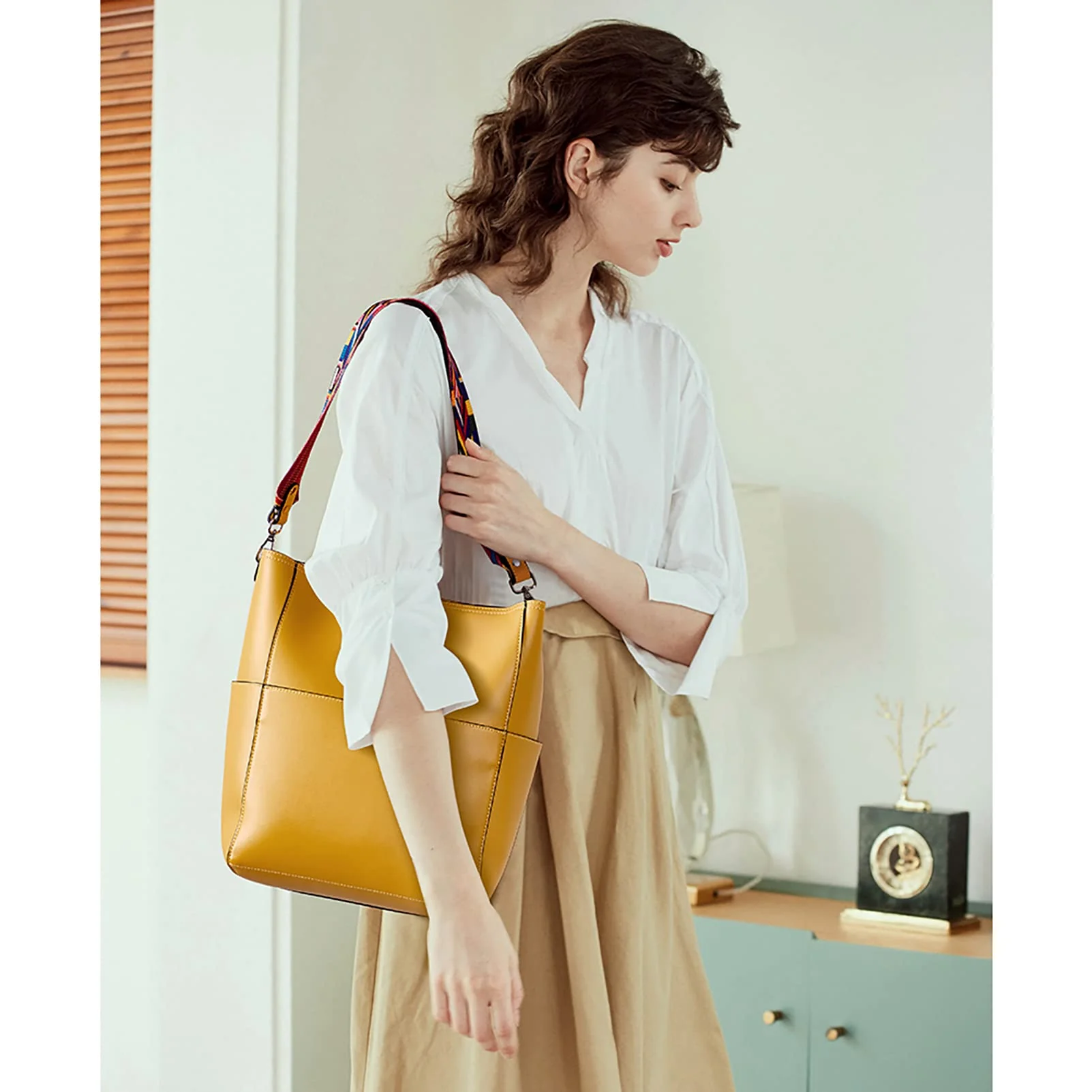 Bucket Bag for Women Vegan Leather | With 2 Shoulder Straps - Image 34