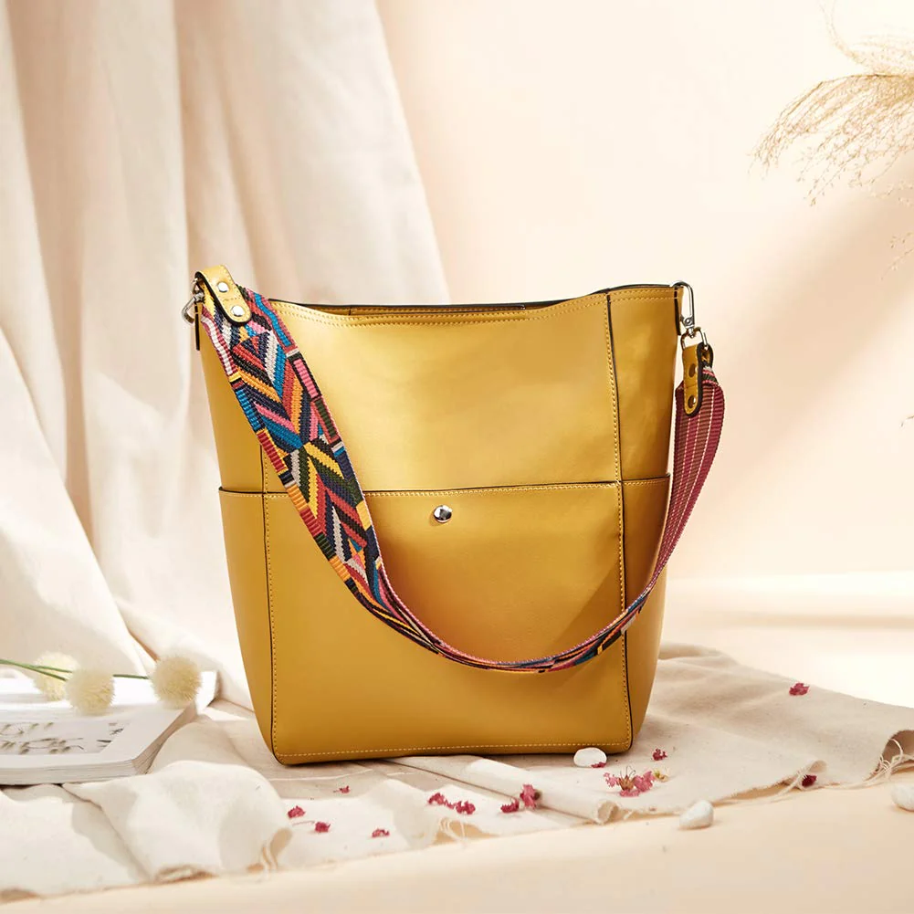 Bucket Bag for Women Vegan Leather | With 2 Shoulder Straps - Image 35