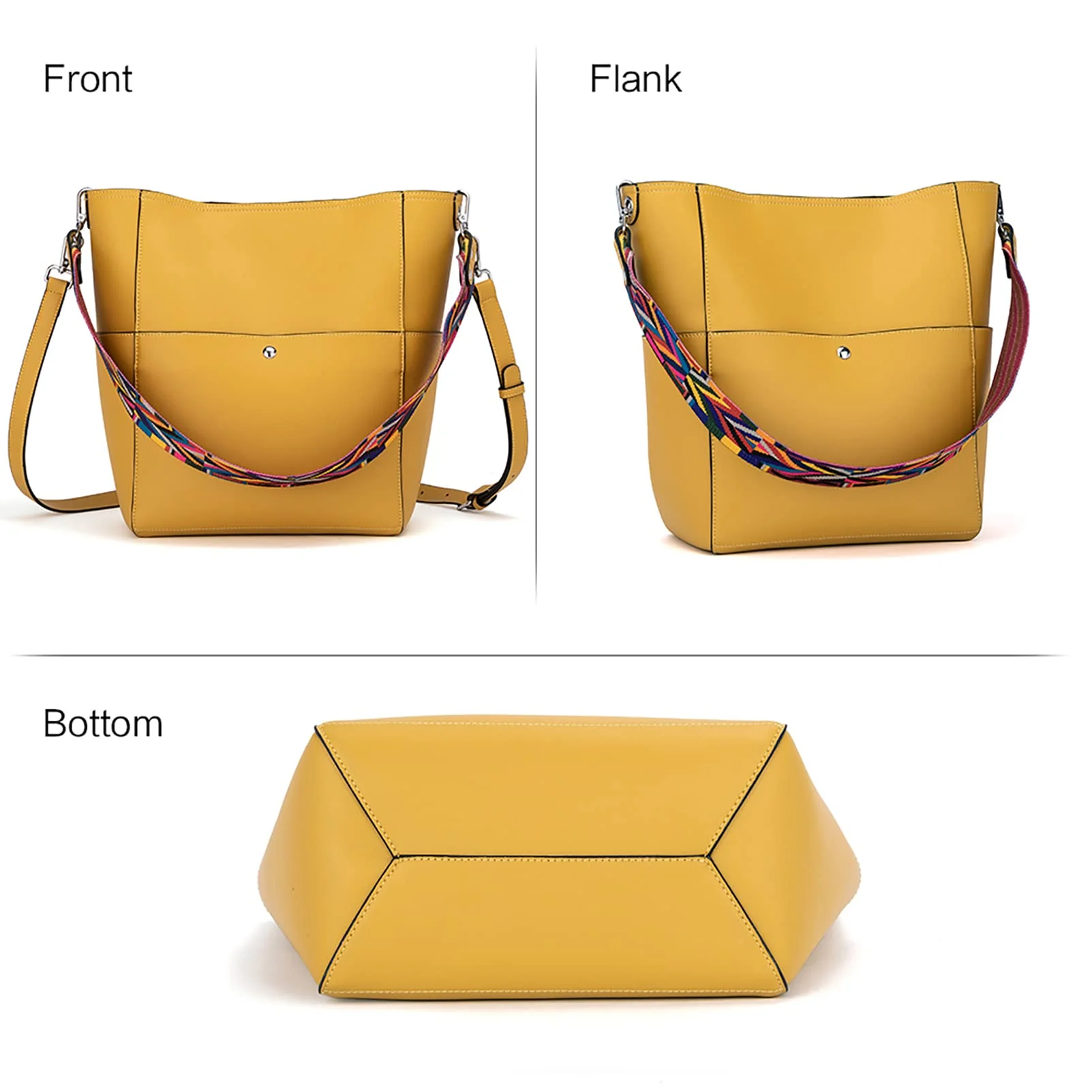 Bucket Bag for Women Vegan Leather | With 2 Shoulder Straps - Image 36