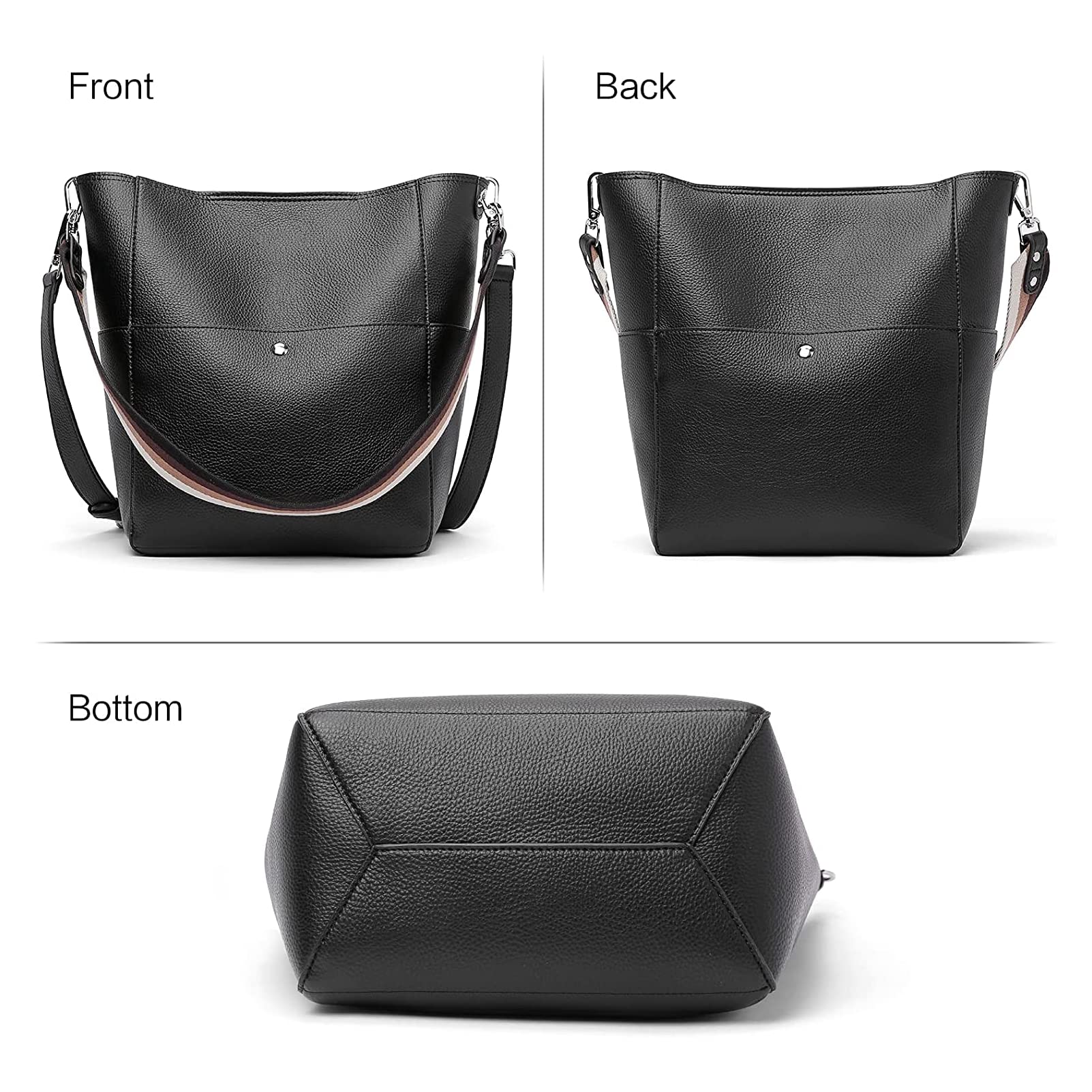 Bucket Bag for Women Vegan Leather | With 2 Shoulder Straps - Image 48